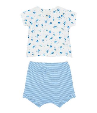 Petit Bateau Wickelbody Petit Bateau Kombination 2 Teiler allover Boote blau weiß