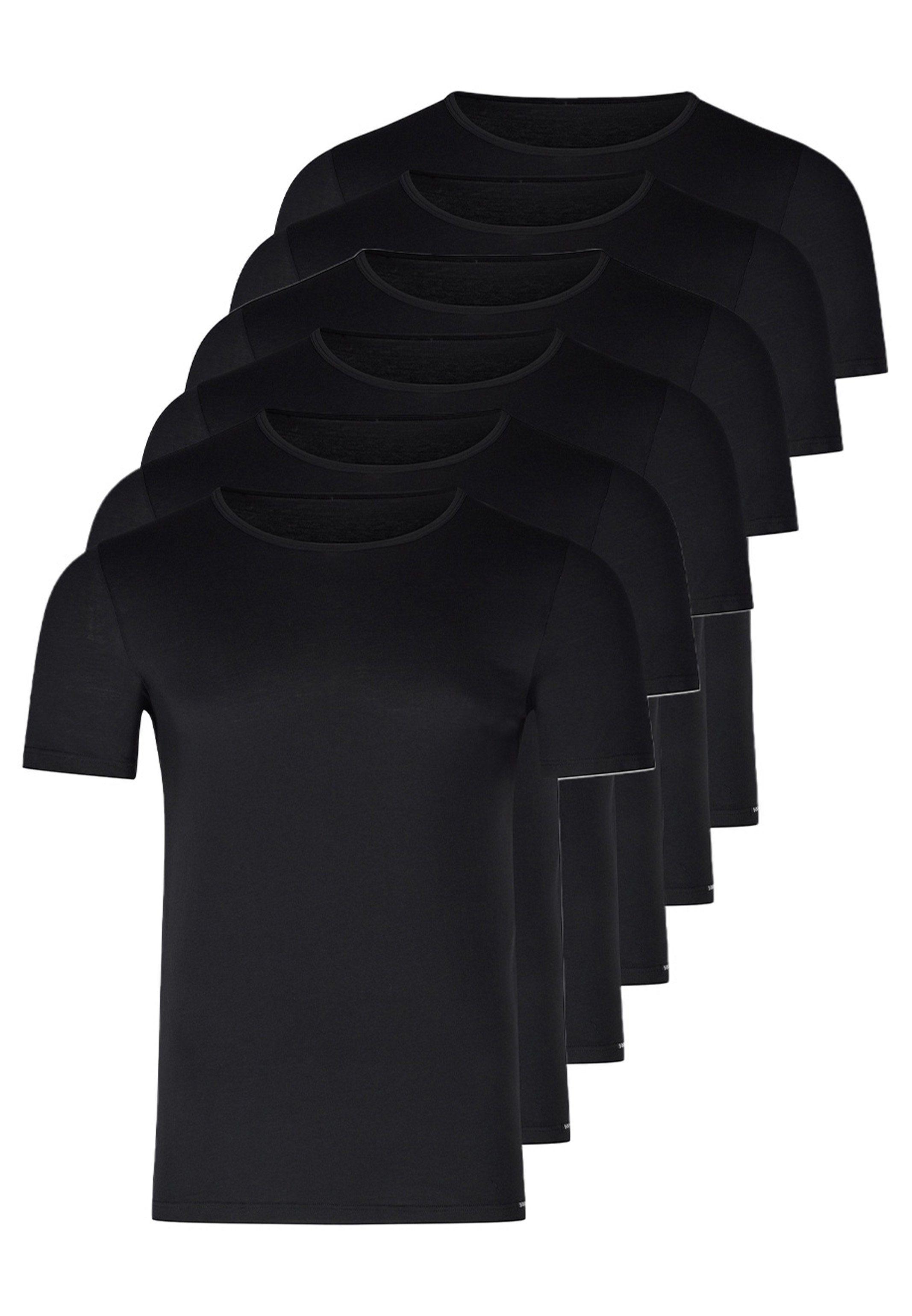 - Baumwolle Unterhemd Schwarz T-Shirt Shirt Pack Rundhalsausschnitt (Spar-Set, / Unterhemd / 6er Kurzarm 6-St) Skiny - Unterhemd Kurzarm Shirt mit
