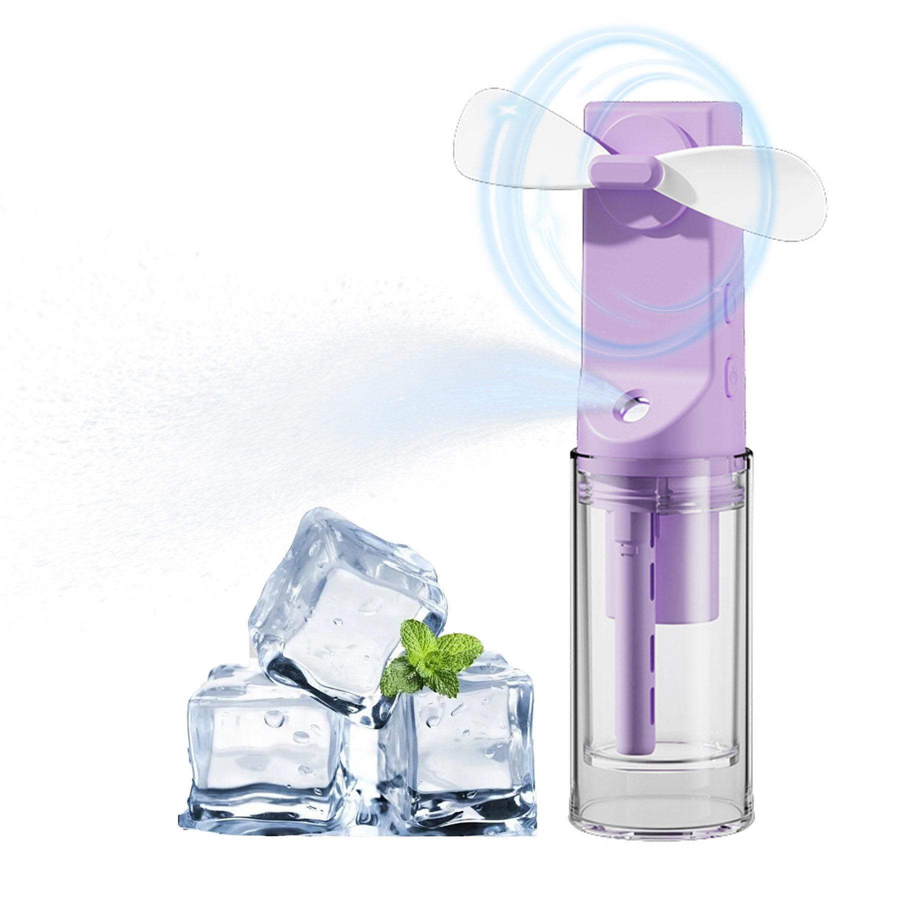 Senmudi Handventilator Mini ventilator,2-in-1 Tragbarer Ventilator mit 4 Windgeschwindigkeit, USB wiederaufladbarer mit Wassernebel,für Reisen,Büro,Draußen,Sommer