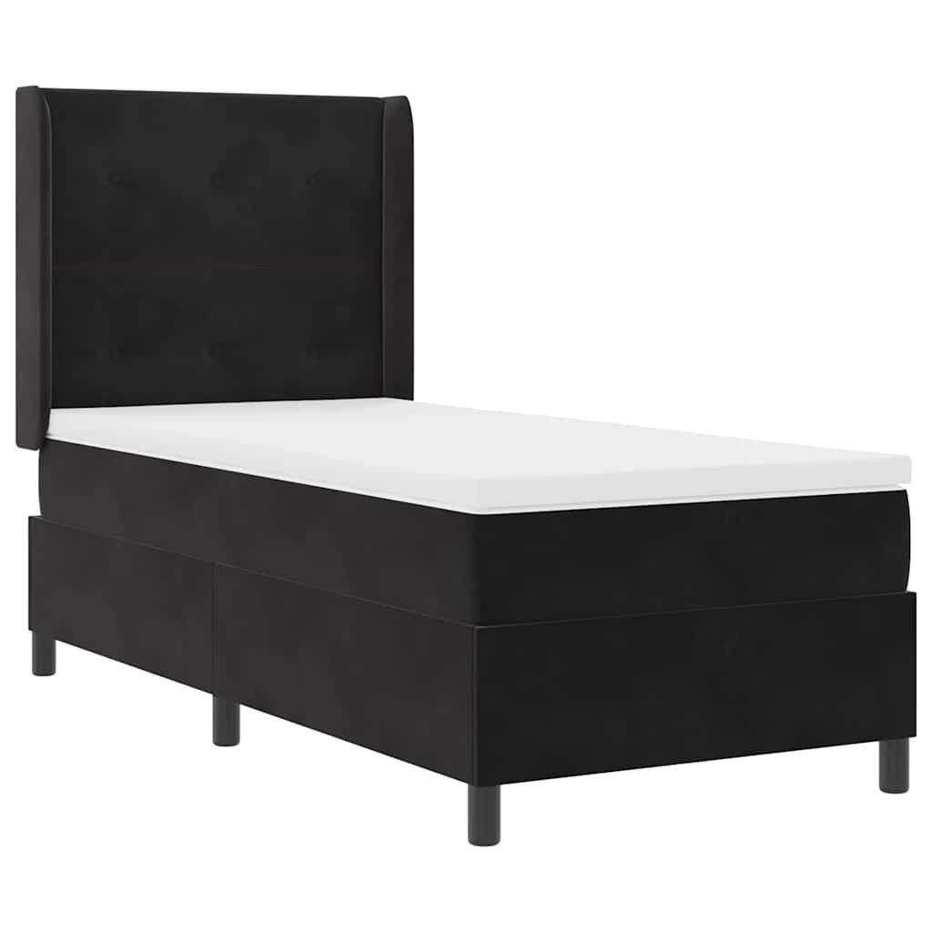 Bett Boxspringbett mit LED-Lichtleisten Schwarz 90 x 200 cm Samt