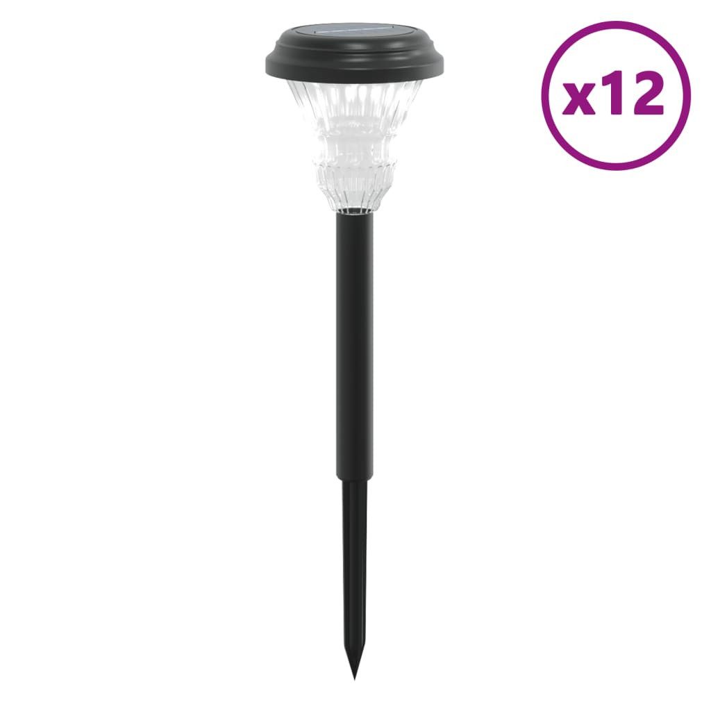 furnicato Bodenleuchte Solar-Wegeleuchte Schwarz 8,5 x 31 cm mit Erdspieß (12-St)