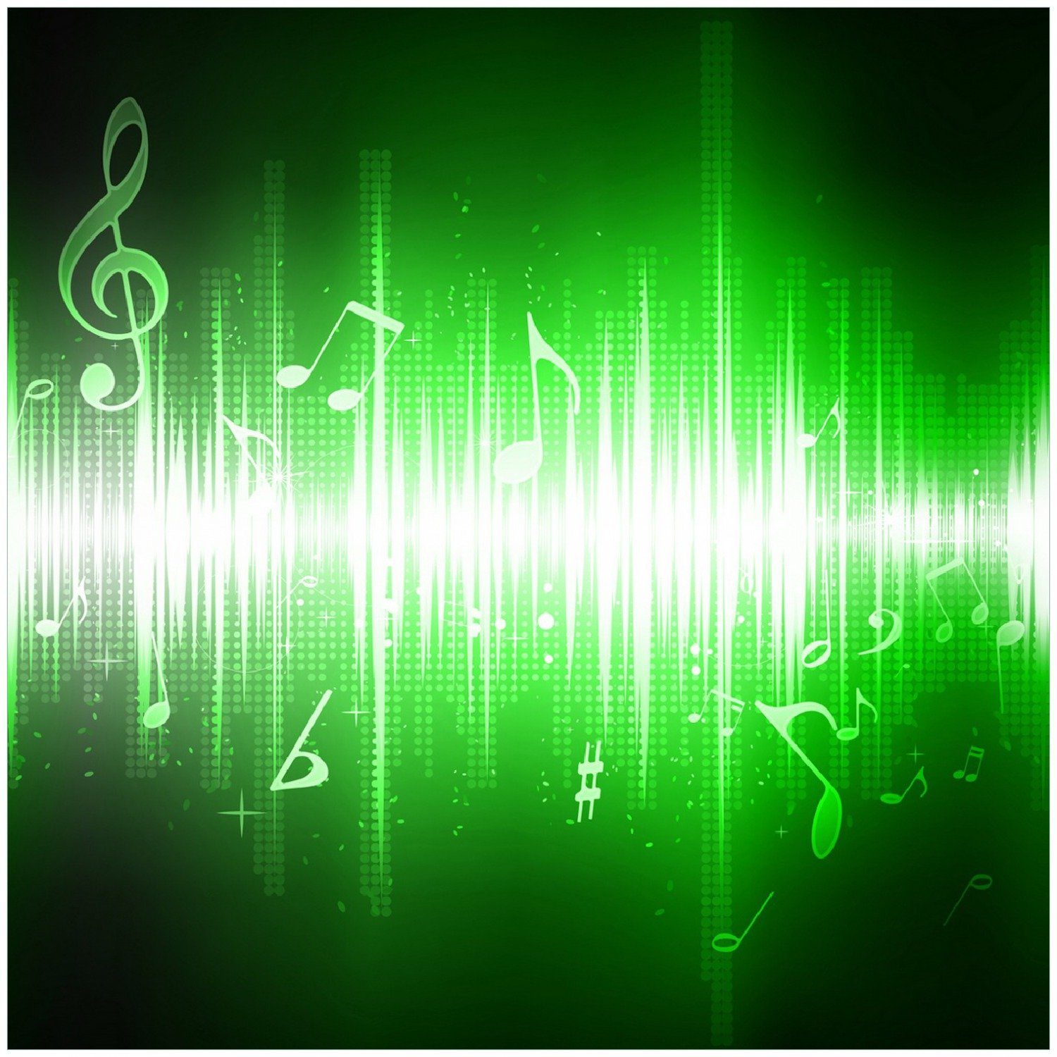 Wallario Memoboard Grüne Noten der Musik