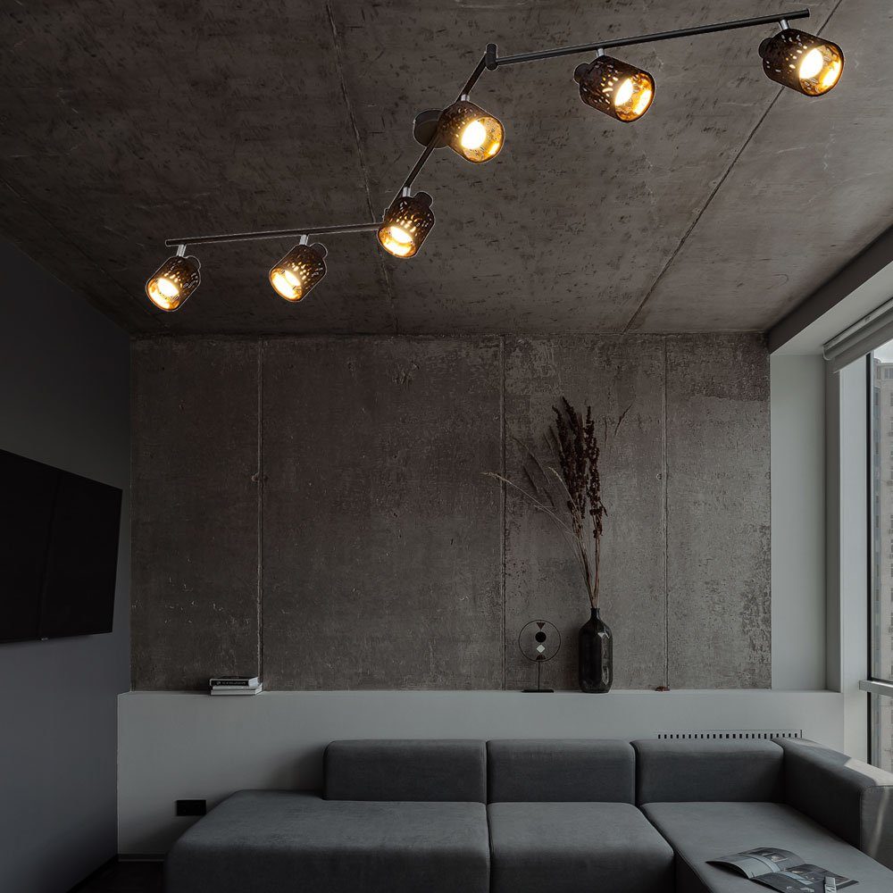 etc-shop LED Deckenleuchte, Leuchtmittel nicht Dekor verstellbar Samt Wohn inklusive, Strahler Stanzungen Decken Zimmer