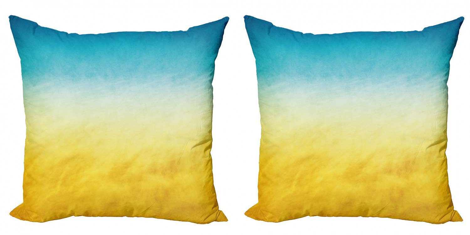 Stück), Accent und Digitaldruck, Kissenbezüge Abakuhaus Gelb Doppelseitiger Verträumte (2 Strand Modern Blau