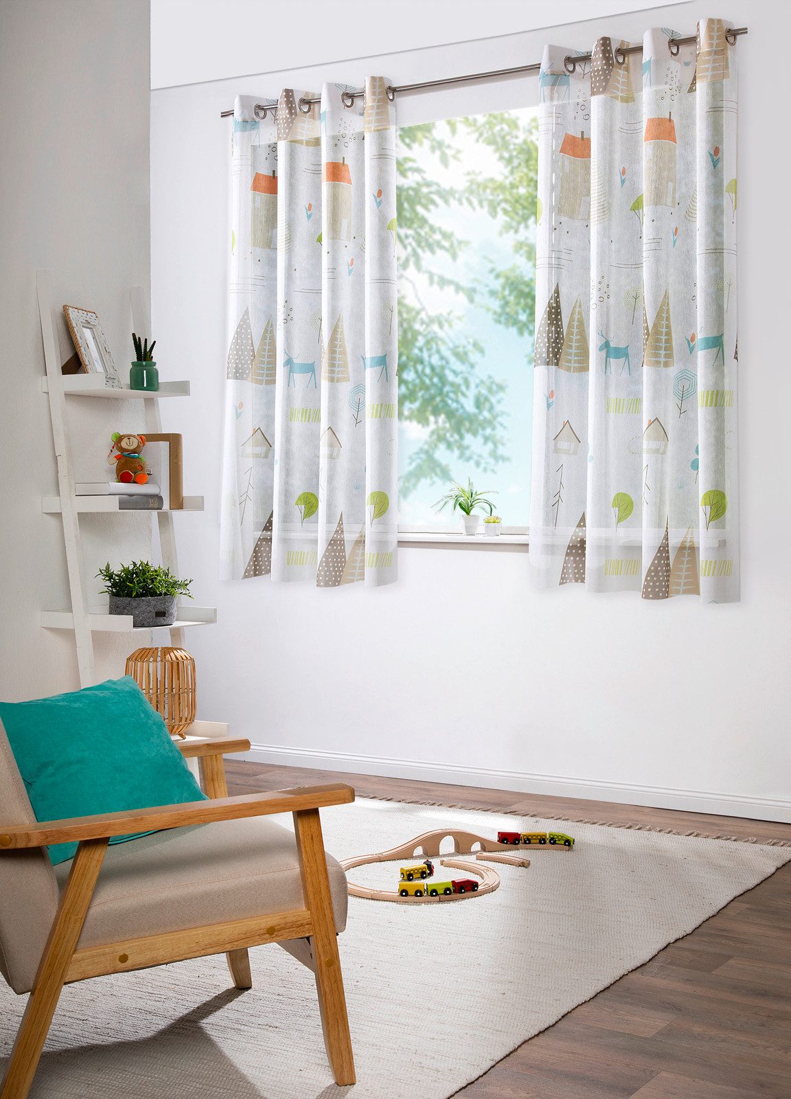 heimtexland Vorhang Skandi Dekoschal Gardine Kinderzimmer Natur Bunt (1 St) günstig online kaufen