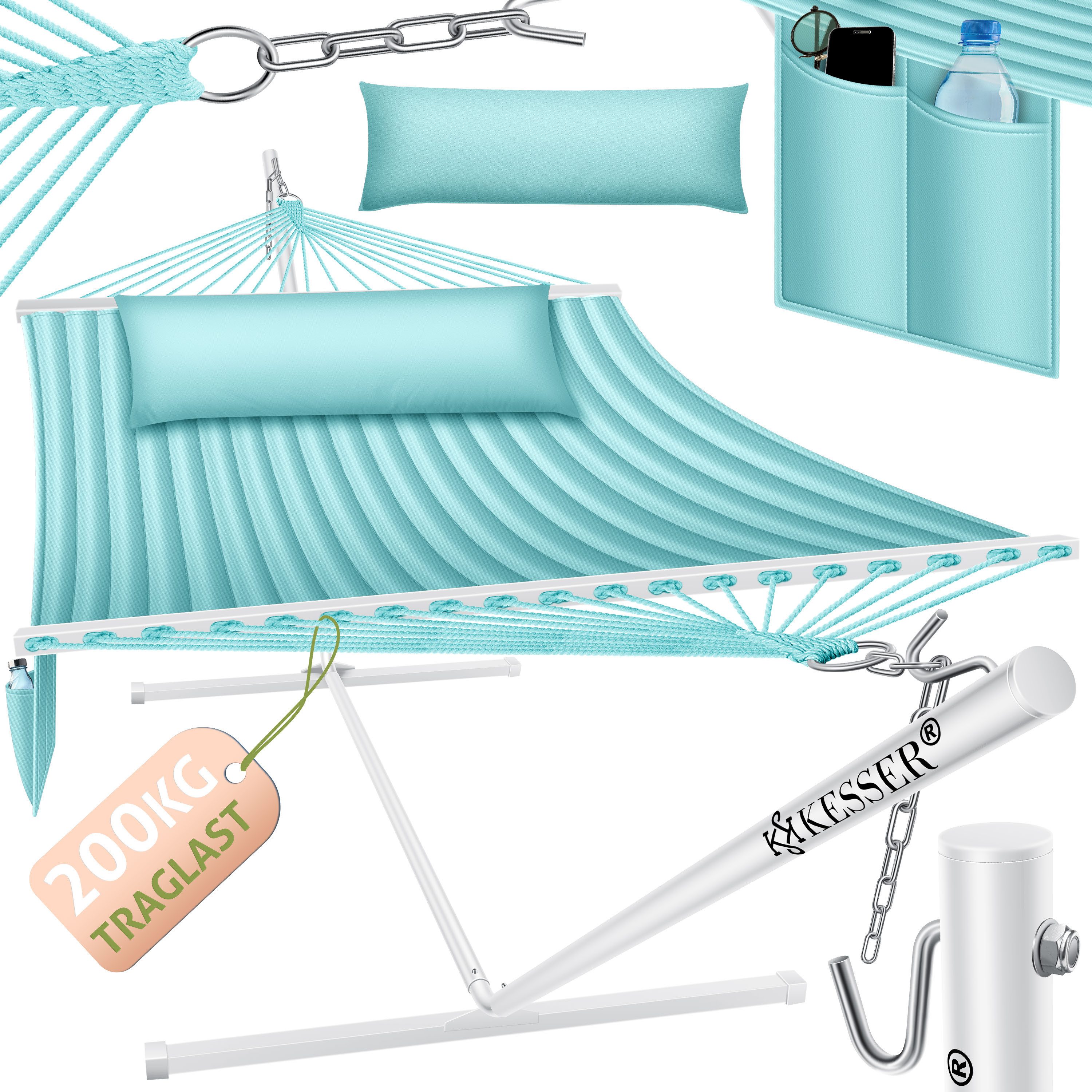 KESSER Hängematte, Hängematte HILL mit Gestell Kissen Doppelhängematte