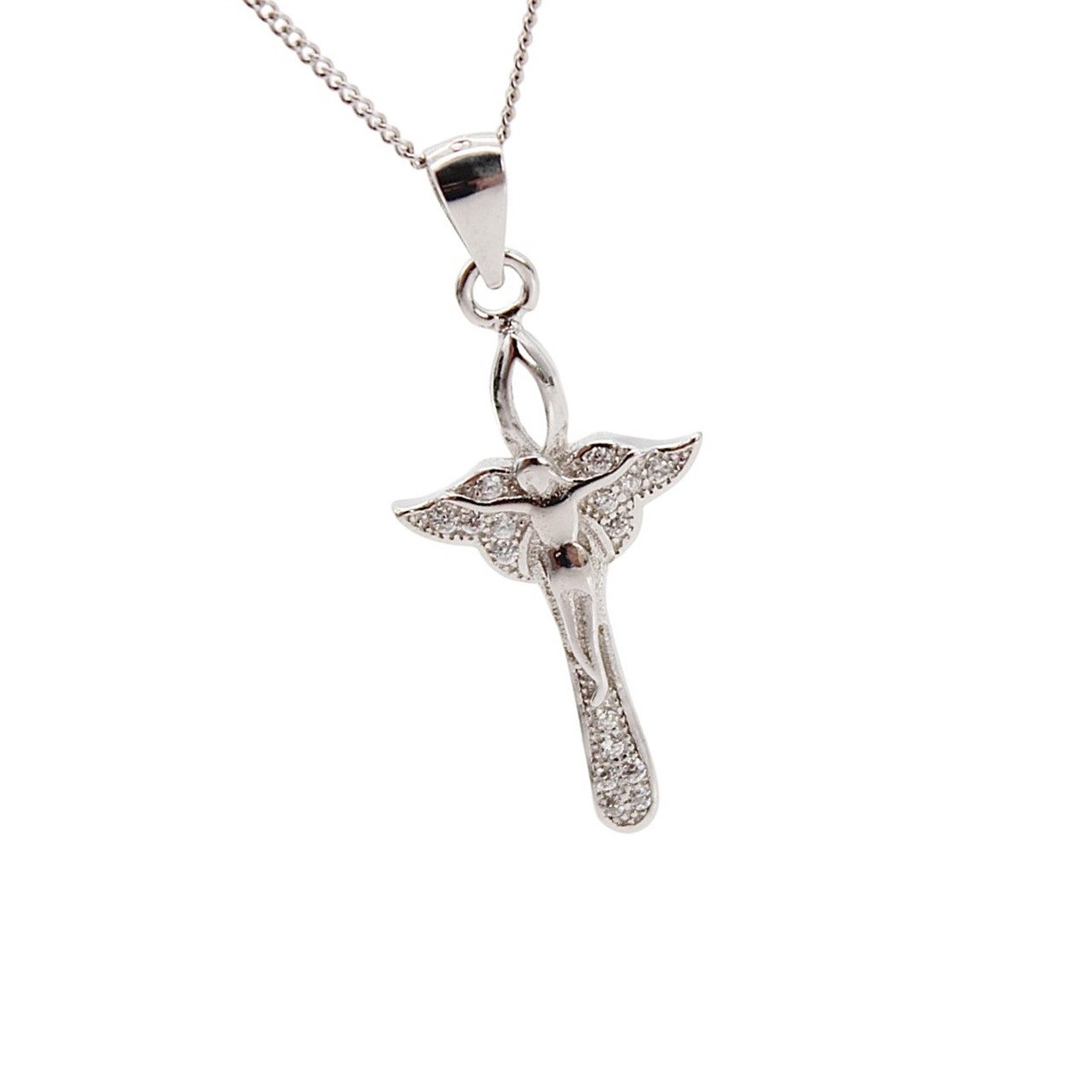 Silberkette Kreuzkette mit Jesusfigur Halskette mit Kreuz-Anhänger Jesuskreuz