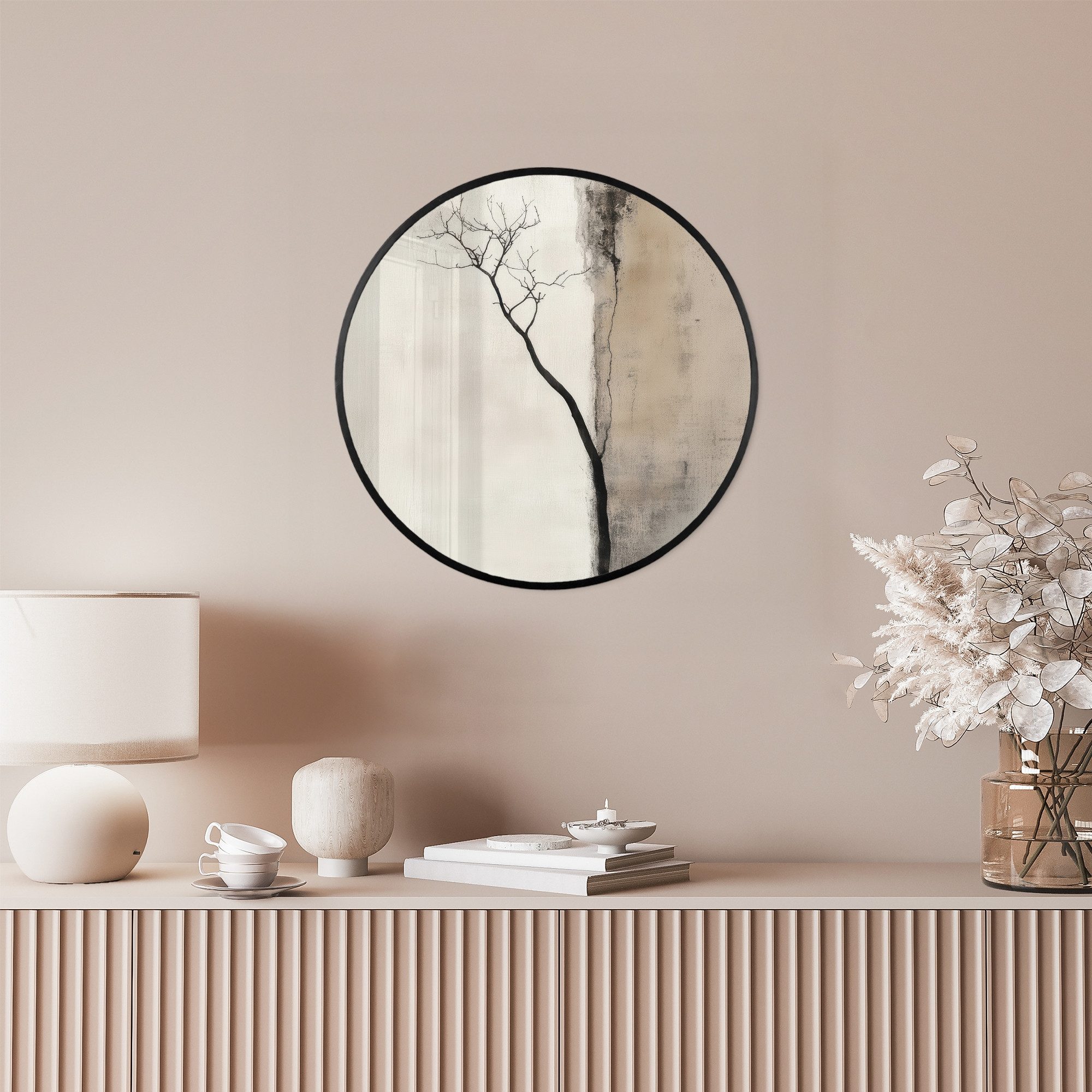 MuchoWow Poster Rund - Wabi sabi - Pflanze - Beige, (1 St), Runde Wandbilder, Deko für Wohnzimmer und Schlafzimmer, 40x40 cm – Bild 4 von 5