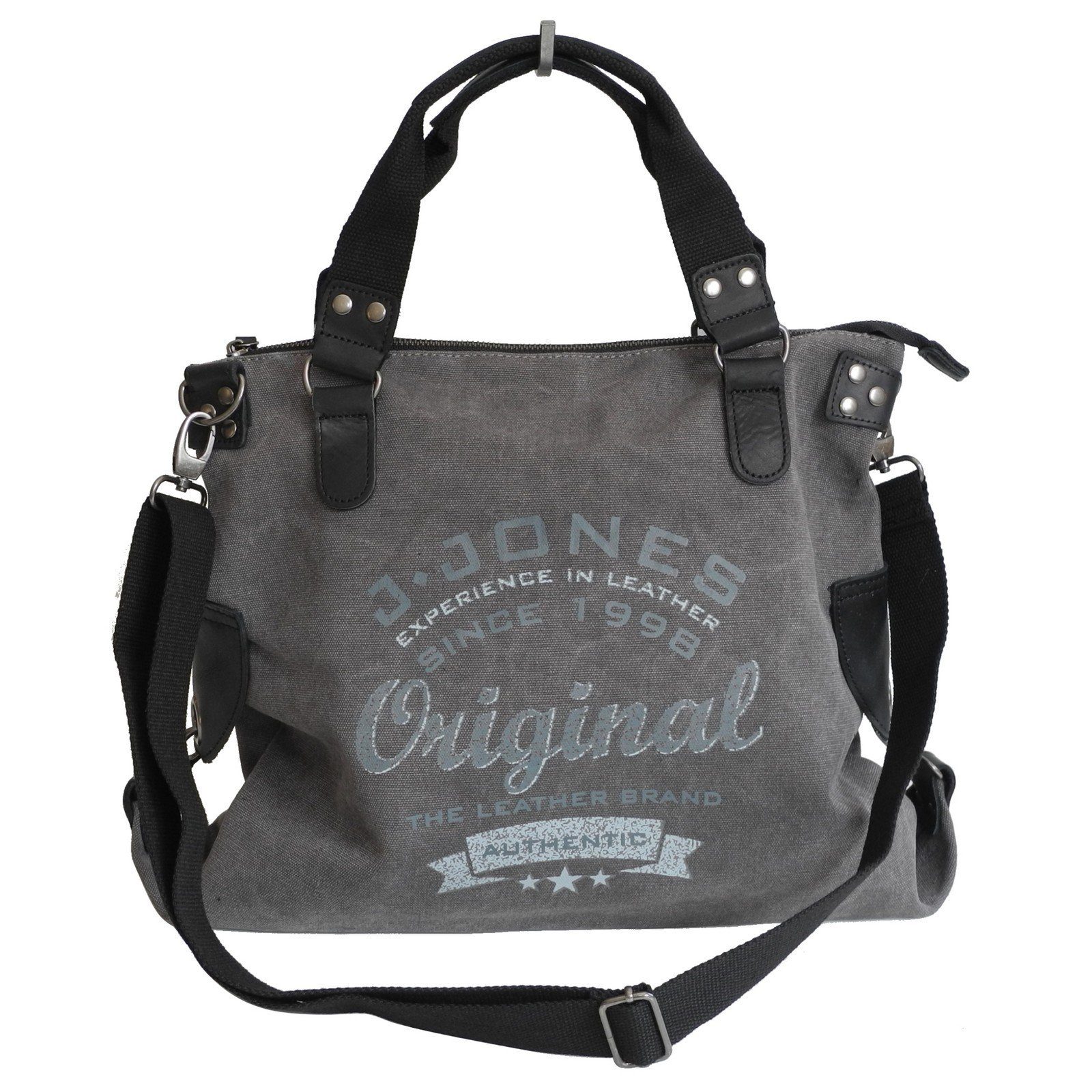 Jennifer Jones Handtasche Jennifer Jones - Canvas Damen Umhängetasche Handtasche Schultertasche Grau