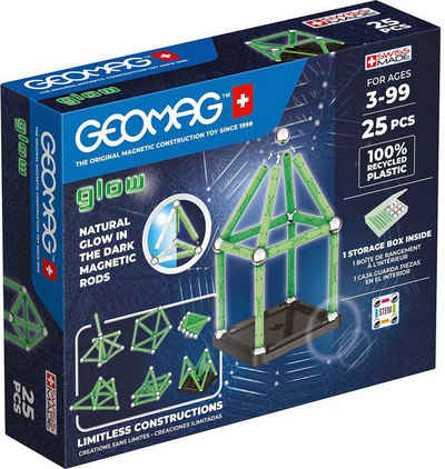 Geomag™ Magnetspielbausteine GEOMAG™ Glow, Recycled, (25 St), aus recyceltem Material; Made in Europe