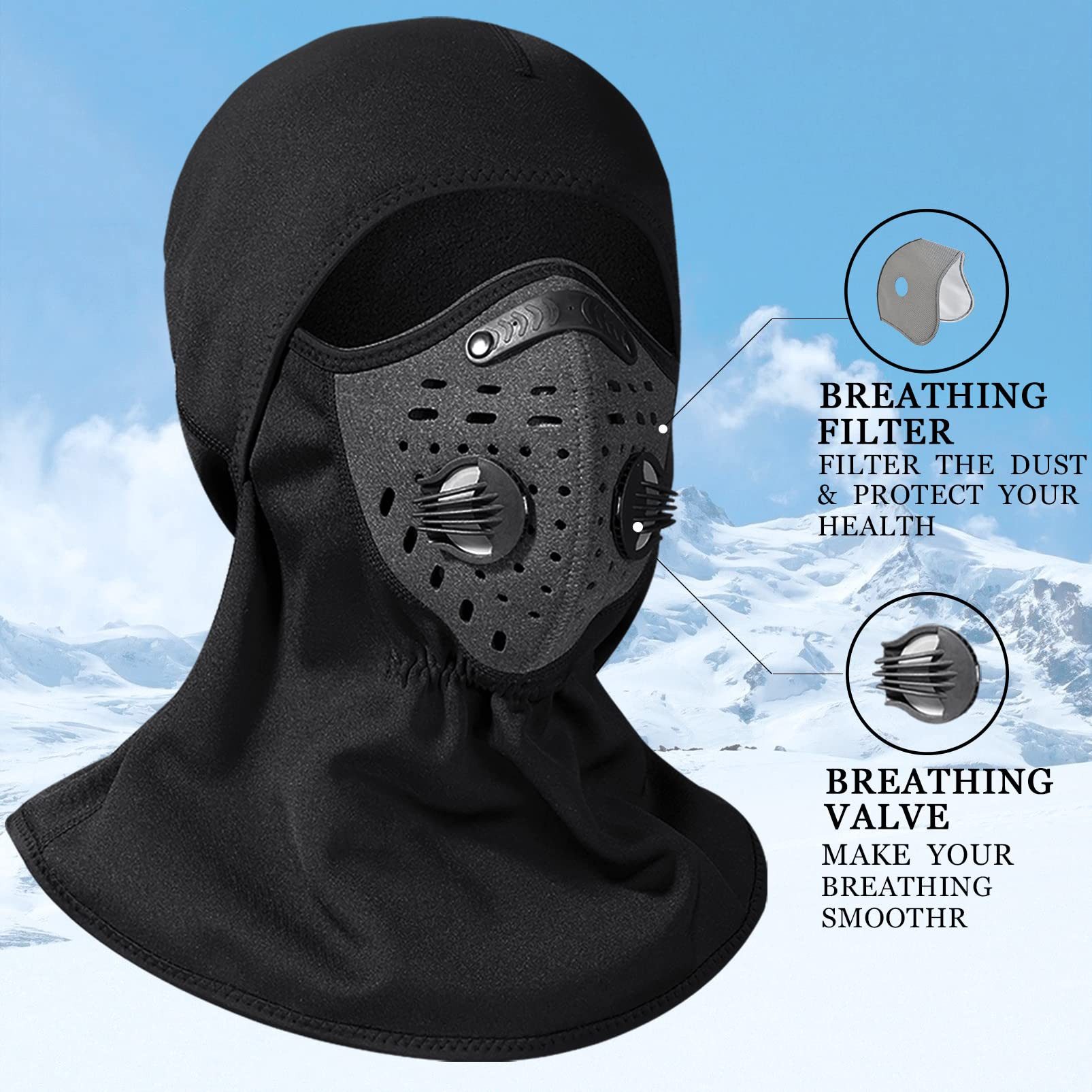 ROCKBROS Sturmhaube Fahrrad Motorrad Halswärmer Ski Winter Balaclava Winddicht Anti-Staub