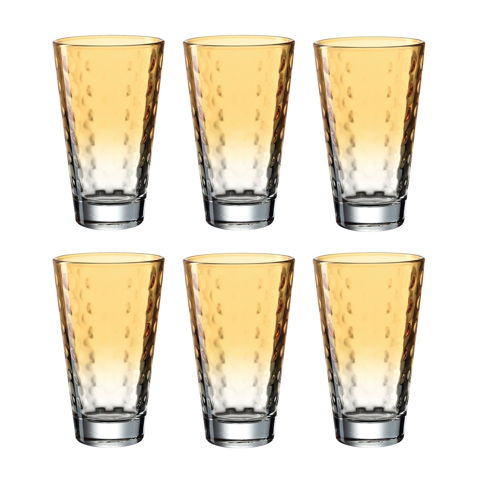 LEONARDO Saftglas Glas, Optic, Apricot, 6er Trinkglas Wasserglas Glas