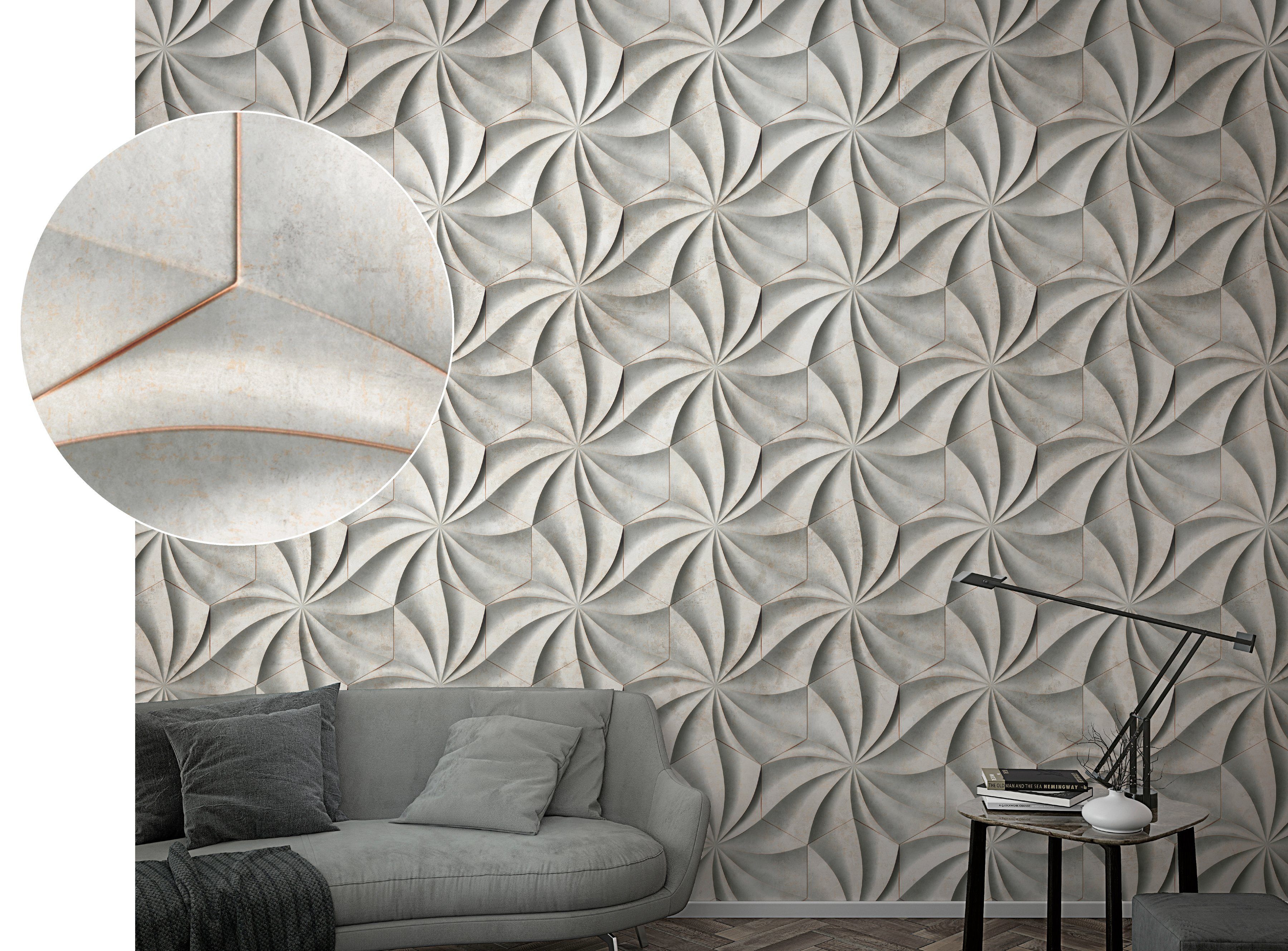 Marburg Fototapete, 3D-Optik, grafisch, moderne Tapete für Wohnzimmer Schlafzimmer Küche