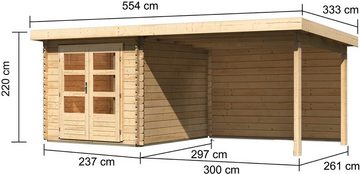 Karibu Gartenhaus Schloßsee 4, BxT: 554x333 cm, mit Boden, Anbaudach und Rückwand