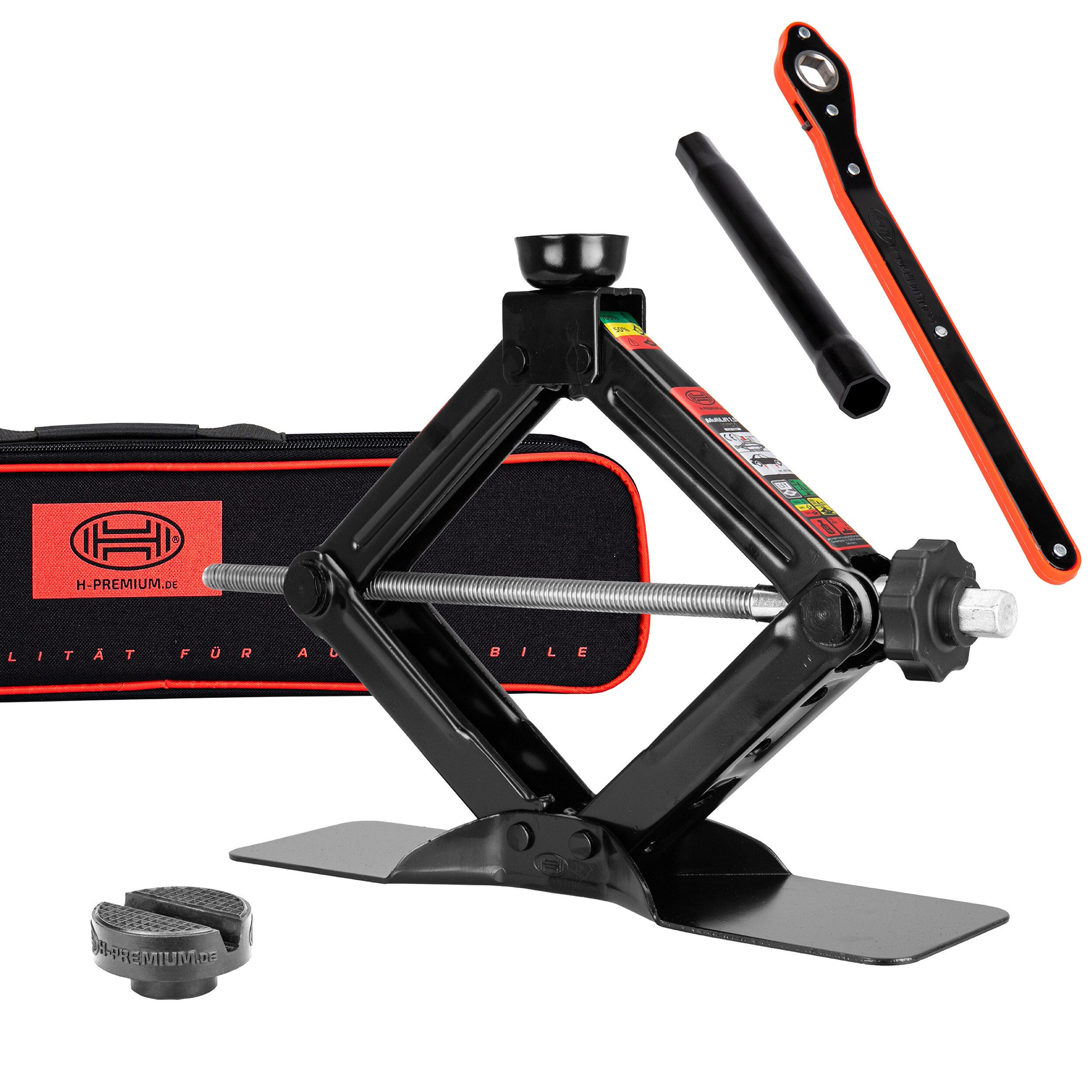 HEYNER Wagenheber Scherenwagenheber 1,5 t für Opel Corsa Gen F, runder Sattel, max. Hubhöhe: 39.5 cm, Set, 1-tlg.