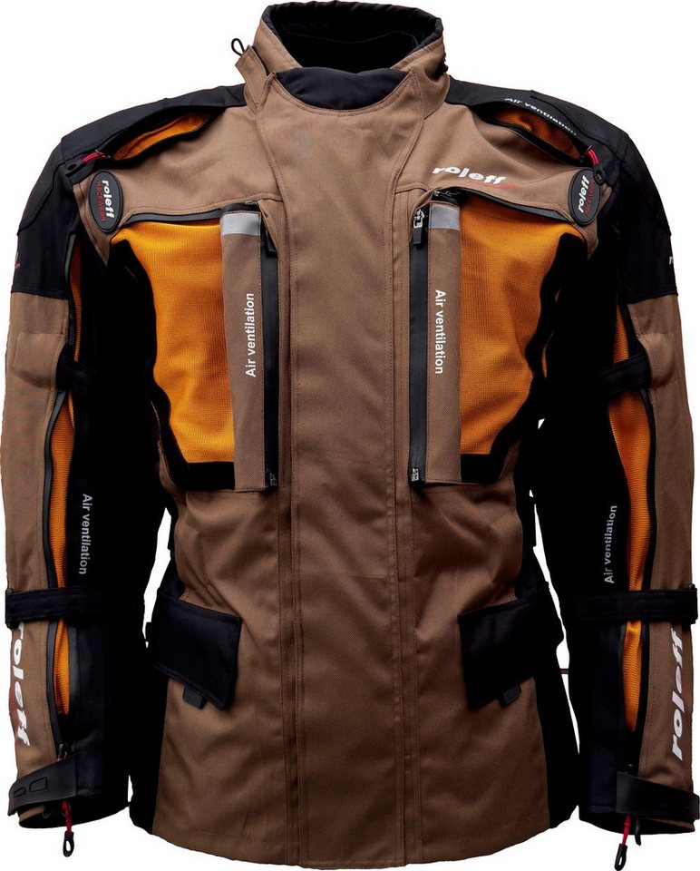 roleff Motorradjacke Enduro mit Protektoren, optimale Belüftung, Riesige  Belüftungsöffnungen an Front, Rücken, Arme
