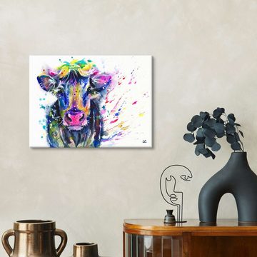 Posterlounge Leinwandbild Zaira Dzhaubaeva, Ausgefallene Kuh, Mädchenzimmer Illustration