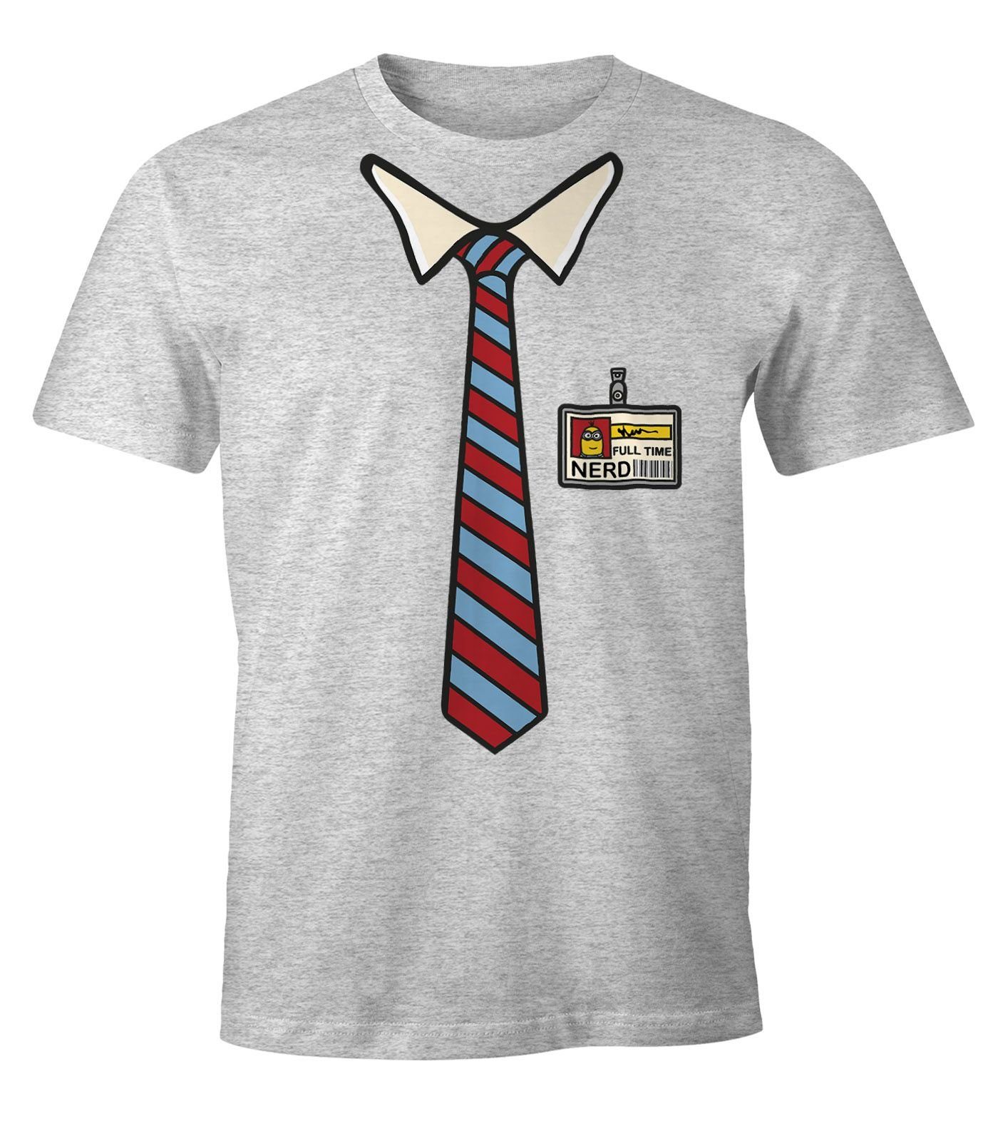 MoonWorks Print-Shirt Herren Print mit Time Fun-Shirt Moonworks® T-Shirt Full grau Geek Nerd