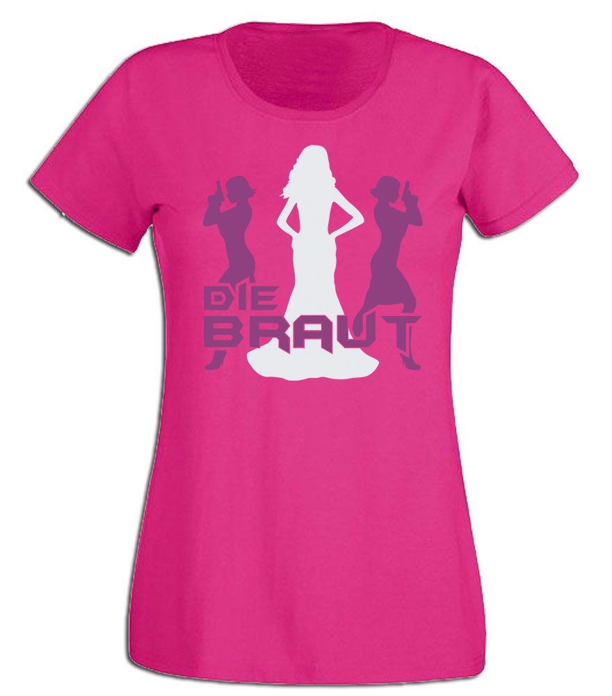 G-graphics T-Shirt zum Junggesellinnen-Abschied - Die Braut Slim-fit Damen Braut-T-Shirt zum JGA / Poltershirt