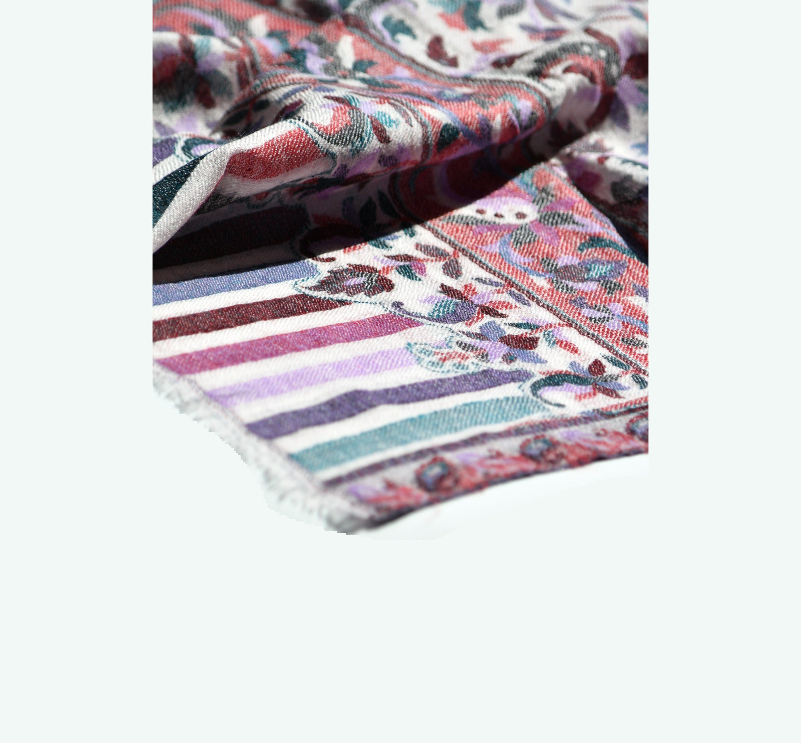 Größe: gewebt, 200 cm Kani-Schal bedruckt, Blumenmuster, Muster-1 Blue cm x Muster mit Chilli elegantem, (Einzelstück), 70 Schal aktuellem nicht
