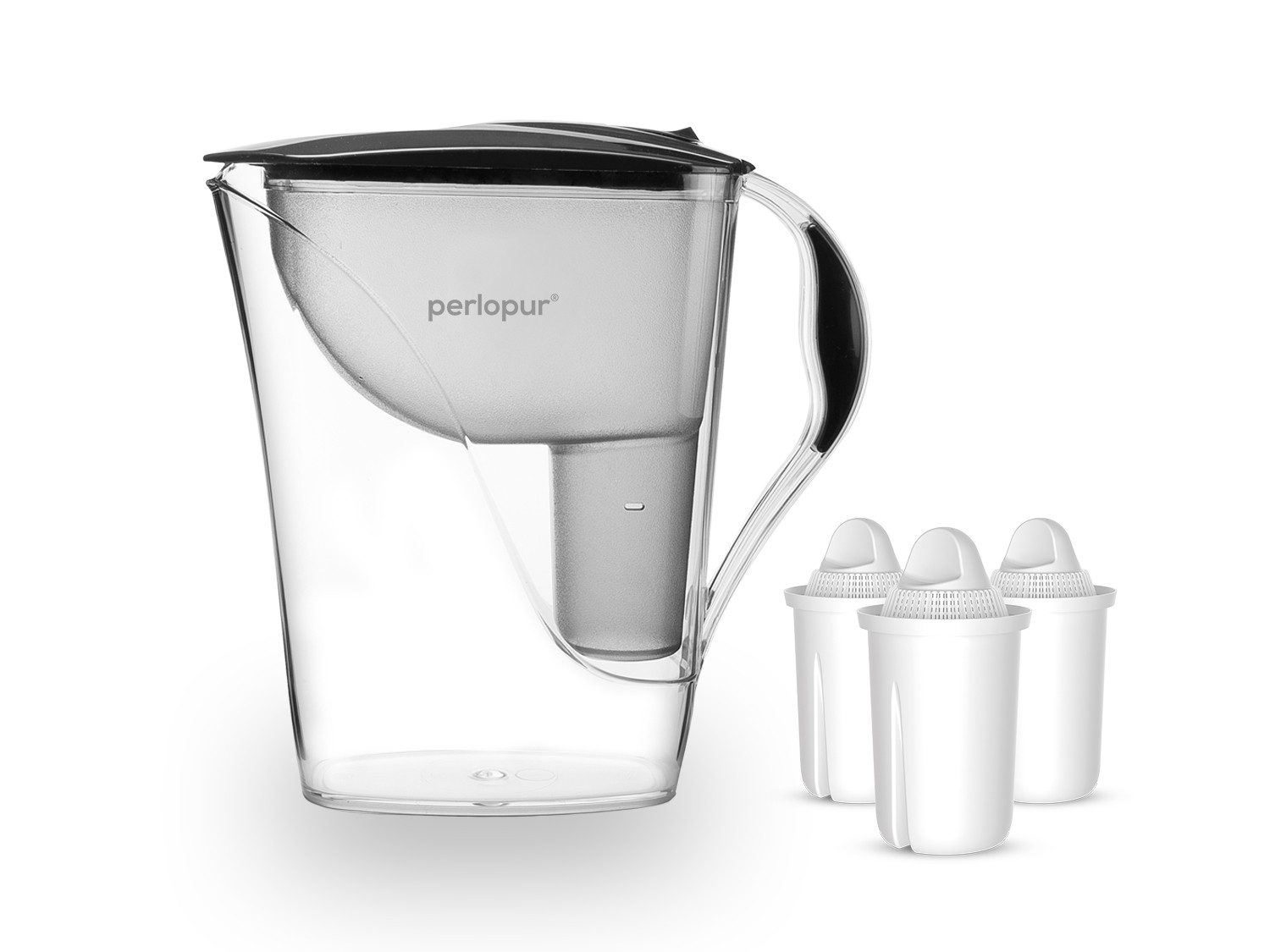 PerloPur Wasserfilter PearlCo Wasserfilter Fashion Anthrazit Inkl. 3 Filterkartuschen