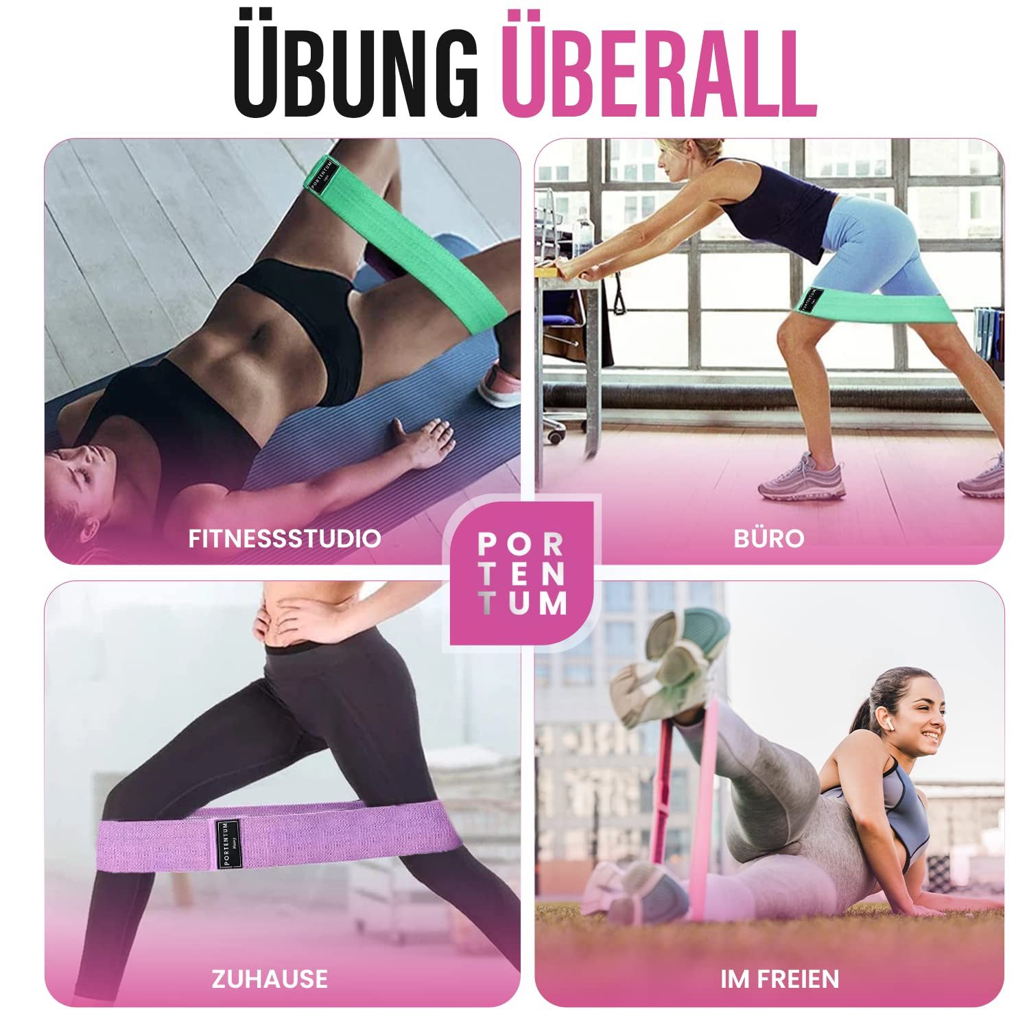 SURFOU Trainingsbänder Fitnessbänder Resistance Bands Set mit 3 Stärken Widerstandsbänder, Rutschfest, Elastisch mit Tragetasche für Pilates, Yoga, Krafttraining
