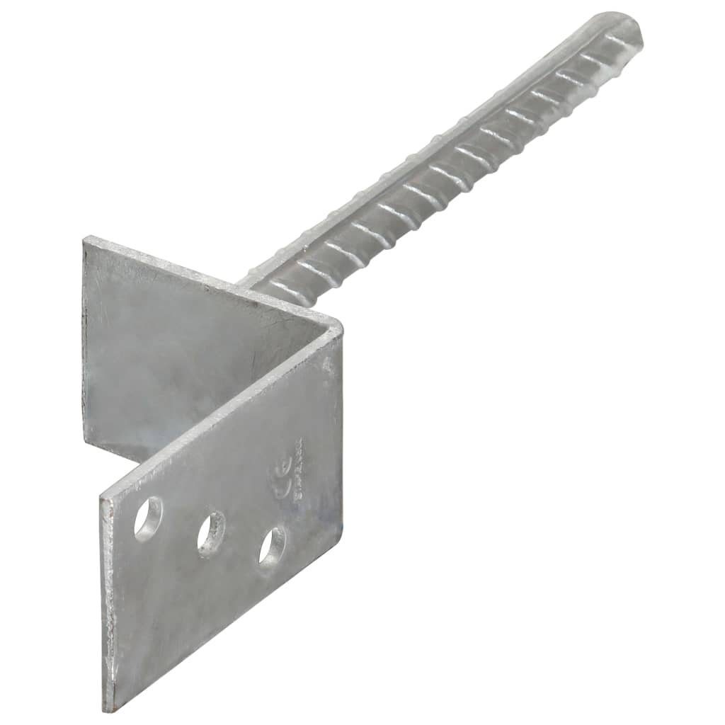 vidaXL H-Pfostenanker 6 Stk. cm Stahl, Pfostenträger Silbern Verzinkter (6-St) 8×6×30