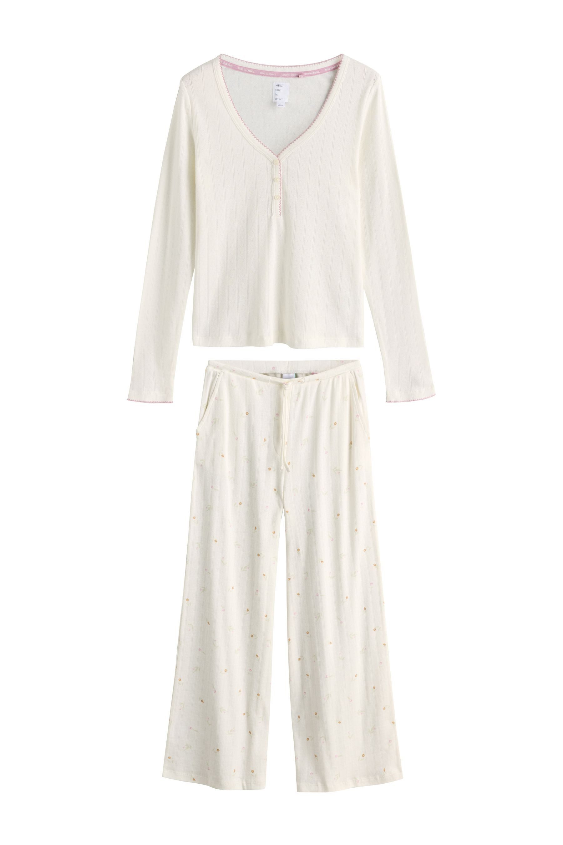 Next Pyjama Langarm-Schlafanzug mit Pointelle-Stickerei (2 tlg)