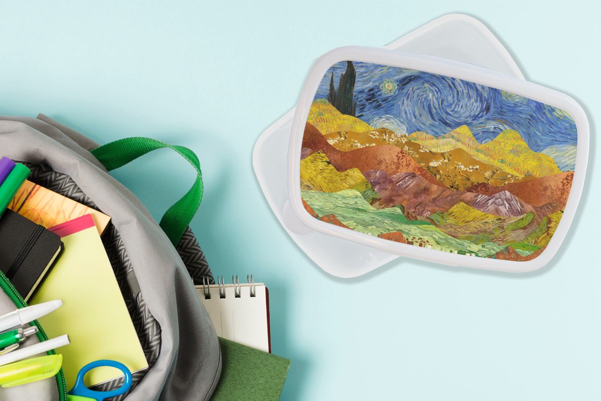 Erwachsene, Malerei, Van Brotdose, MuchoWow Gogh für Brotbox weiß Mädchen Jungs Kinder - für und Kunststoff, und Meister Alte - Lunchbox (2-tlg),