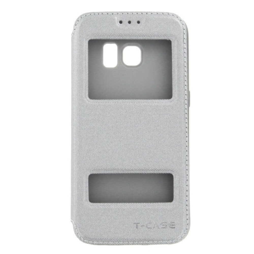 Handytasche Lux Magnet Flip Handyhülle für Samsung Galaxy S7 grau Schutz Tasche (Flip Cover)