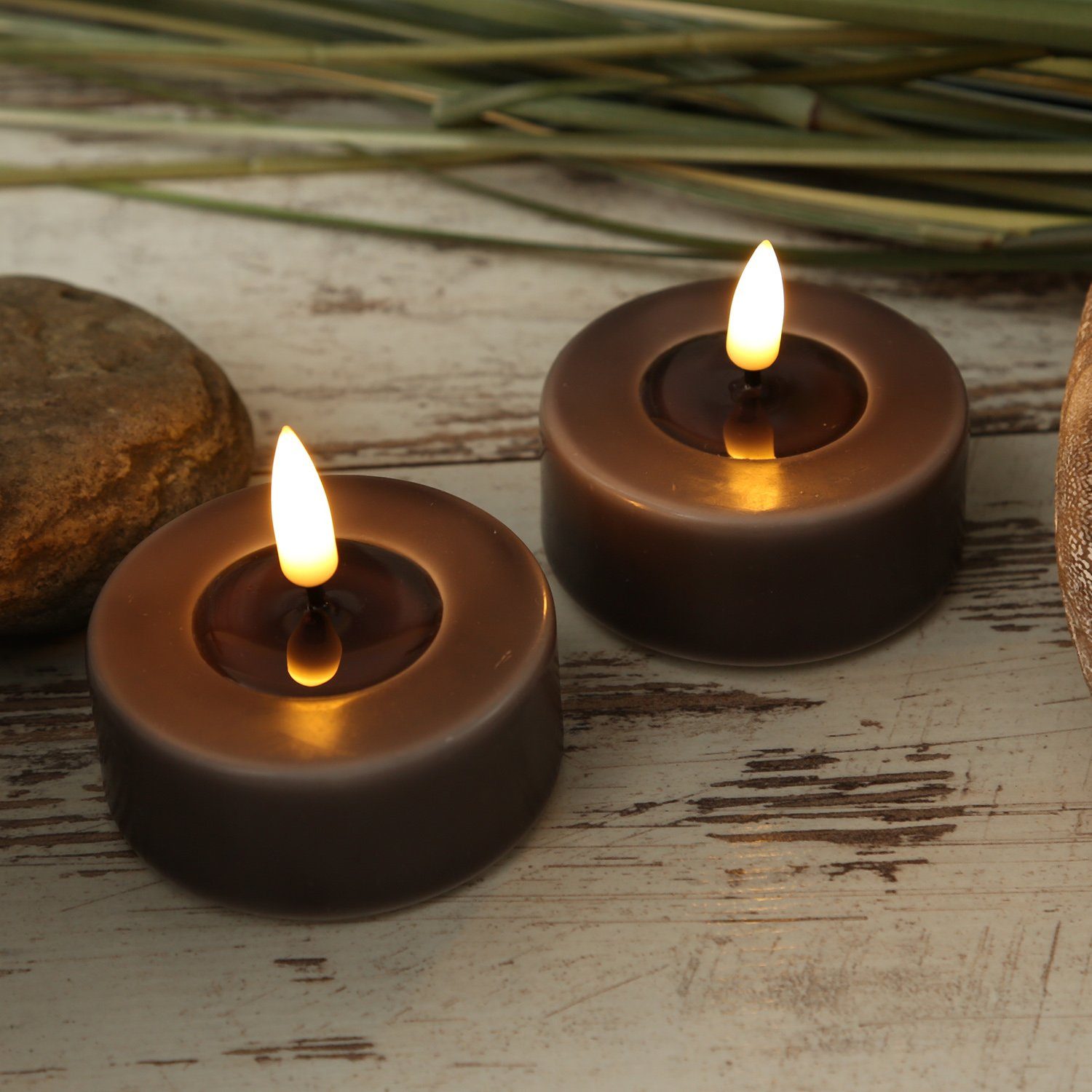 Deluxe Homeart LED-Kerze LED Maxi Teelichter Mia flackernd Echtwachs D: 6,1 günstig online kaufen
