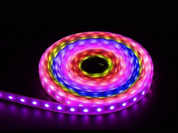 Ogeled LED Lichtleiste LED RGB Streifen Strip Set 5M WS2811 Lichterkette Lichtstreifen Aussen, LED fest integriert, LED, Wasserdicht, Individuell adressierbar, RGB, Tageslichtweiß, Einfach zu installieren, adressierbar