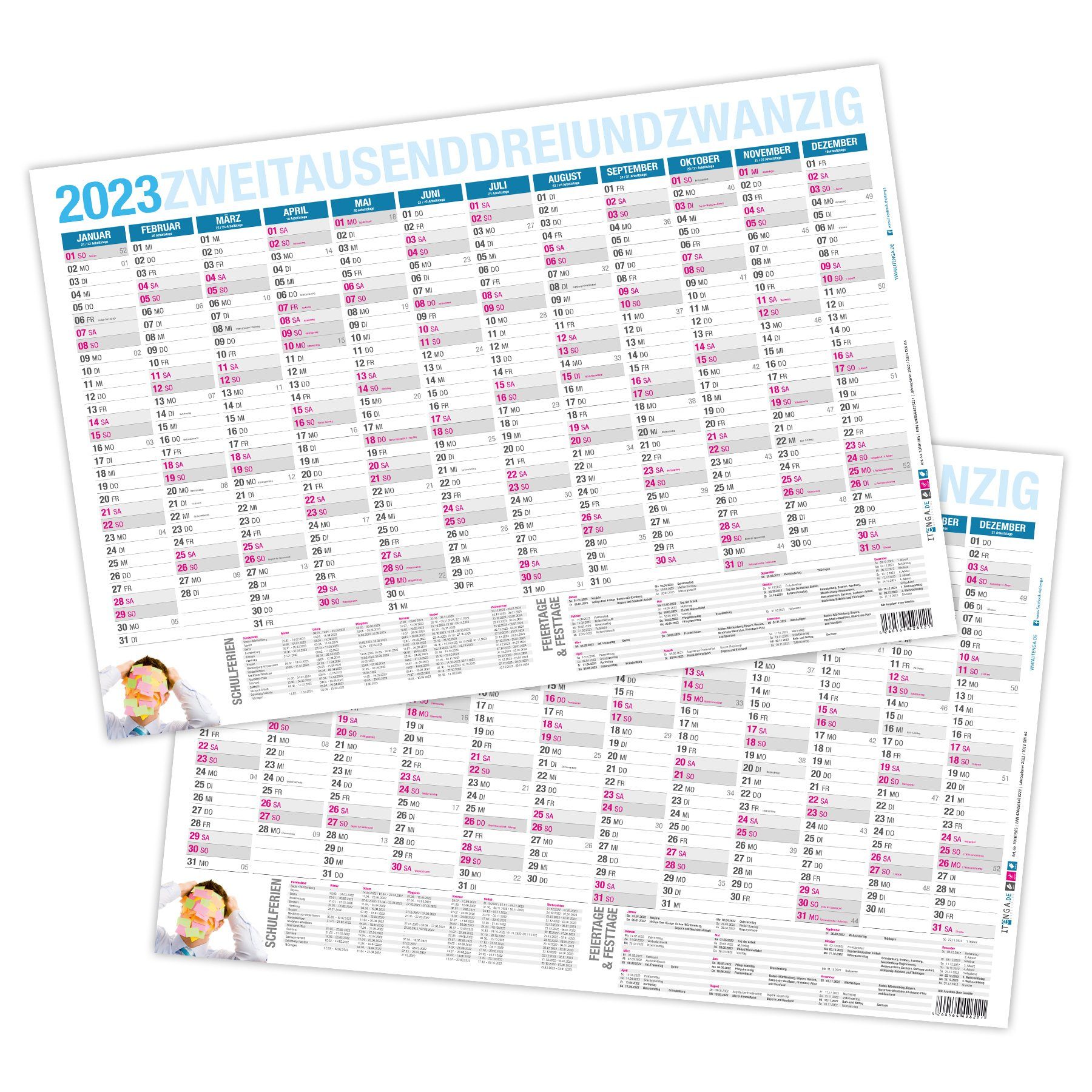itenga Wandkalender itenga Jahresplaner 2025 Tafelkalender Wandkalender DIN A4