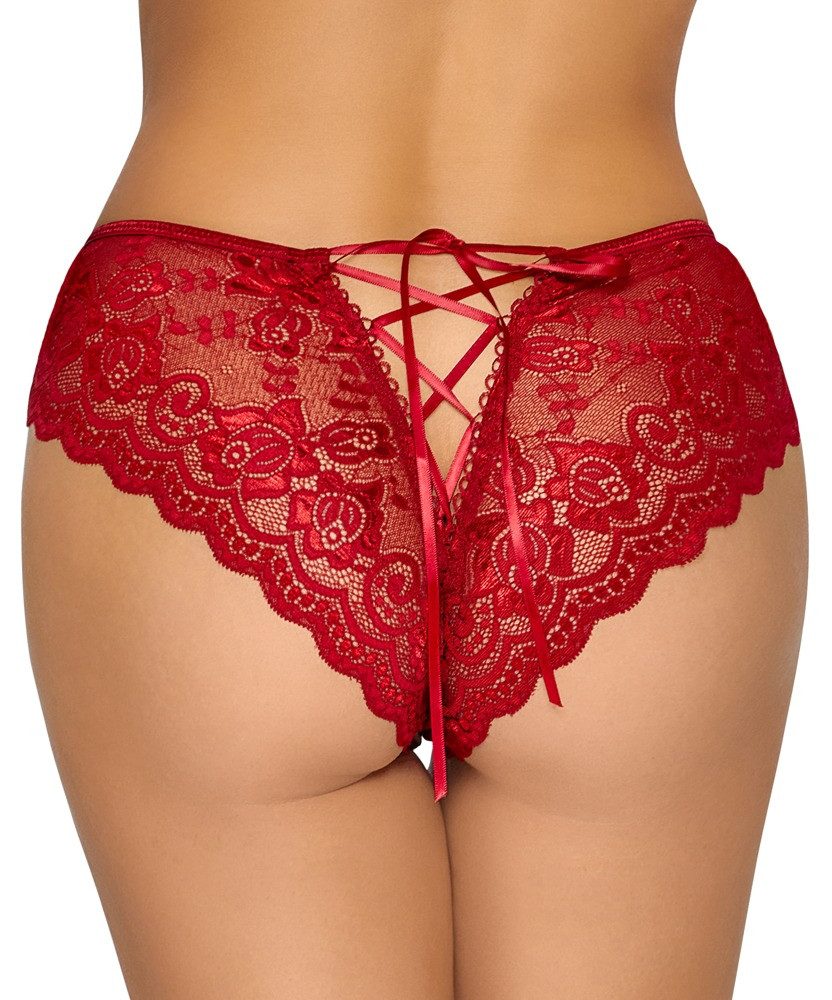 Slip-Ouvert Ouvert-Slip aus Spitze - rot