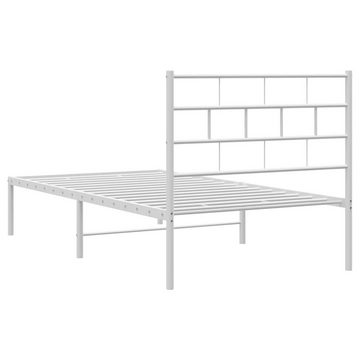 vidaXL Bett Bettgestell mit Kopfteil Metall Weiß 75x190 cm