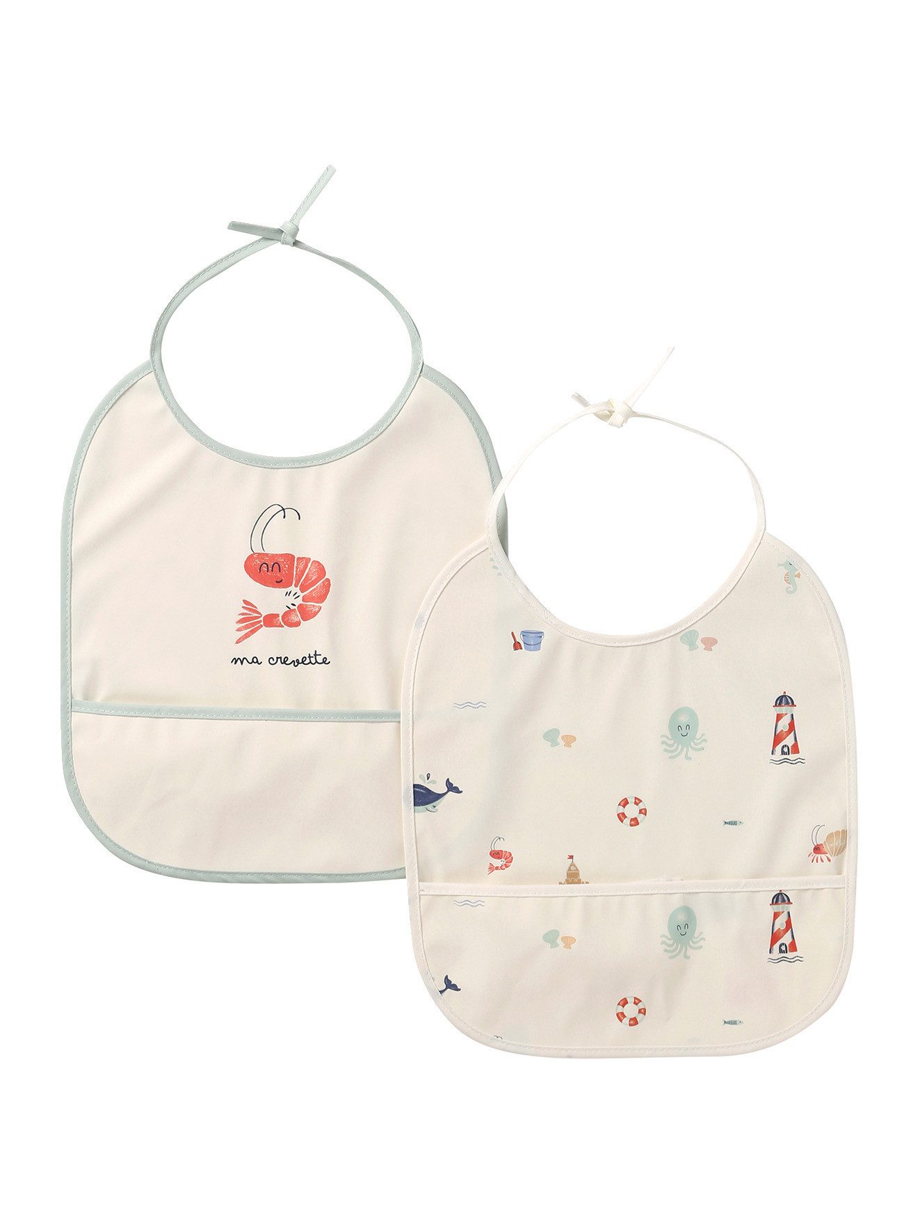 vertbaudet Lätzchen Lätzchen Baby, beschichtet, Auffangschale, 2er-Set