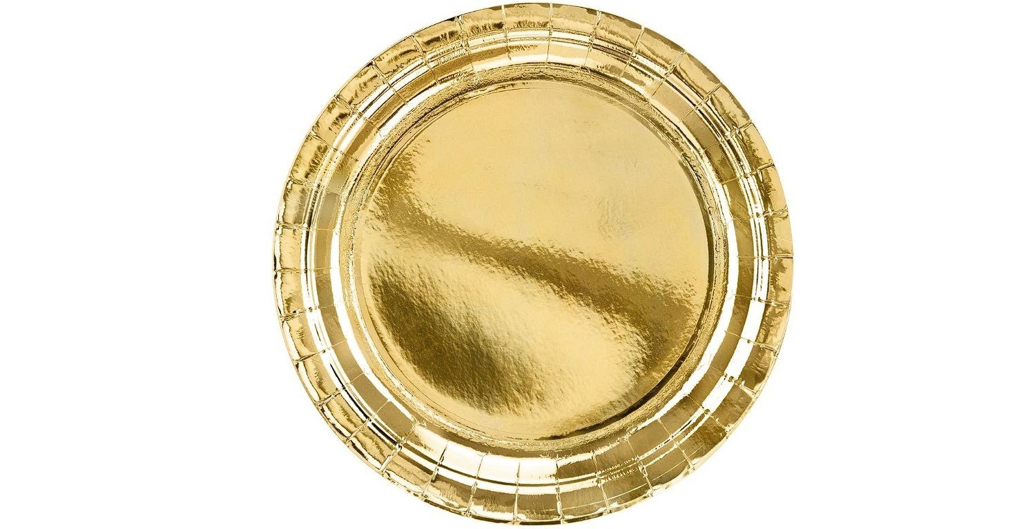 Festivalartikel Einweggeschirr-Set Set mit 12 goldenen Einweg-Tellern und Bechern, elegant, papier