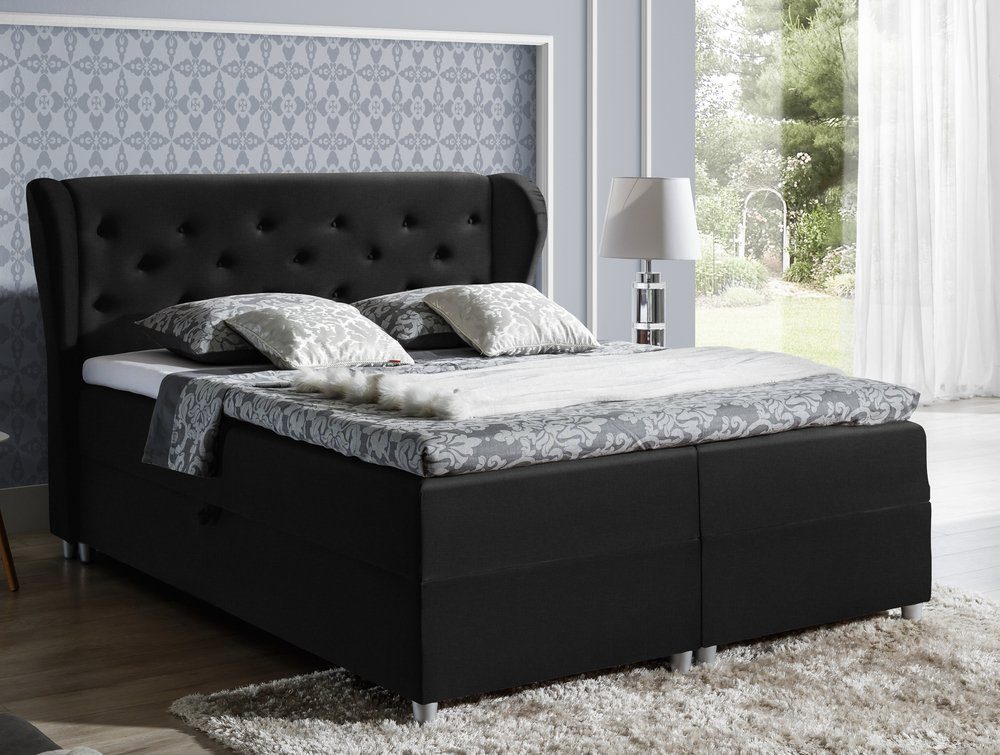 99rooms Boxspringbett Elmo (Schlafzimmerbett, Bett), mit Taschenfederkern Matratze, Topper, Bettkasten, Kopfteil gepolstert