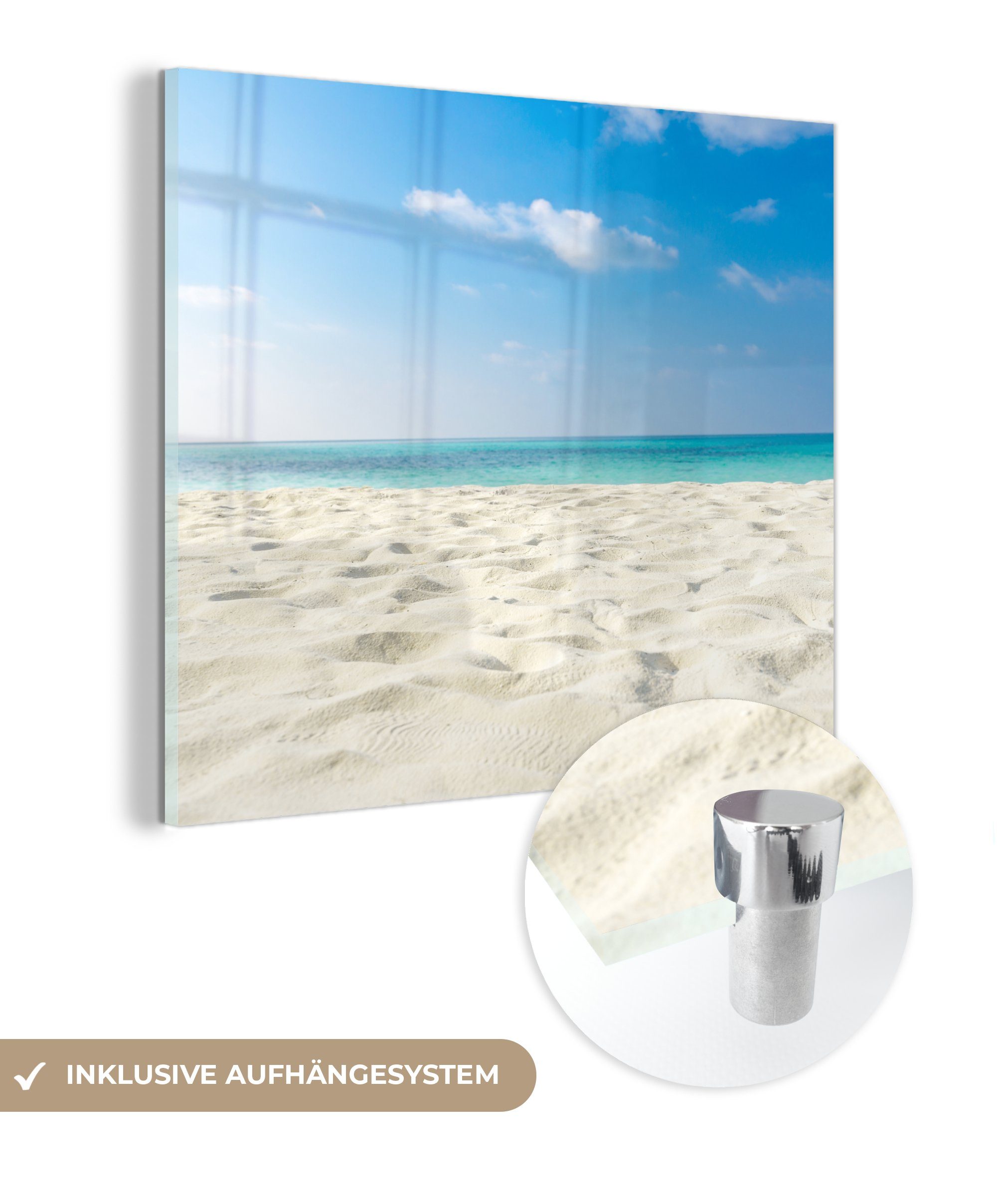 Glas - St), MuchoWow - Bilder Strand auf - Sonne, Wanddekoration auf Foto Acrylglasbild - (1 - Wandbild Glas Licht Glasbilder