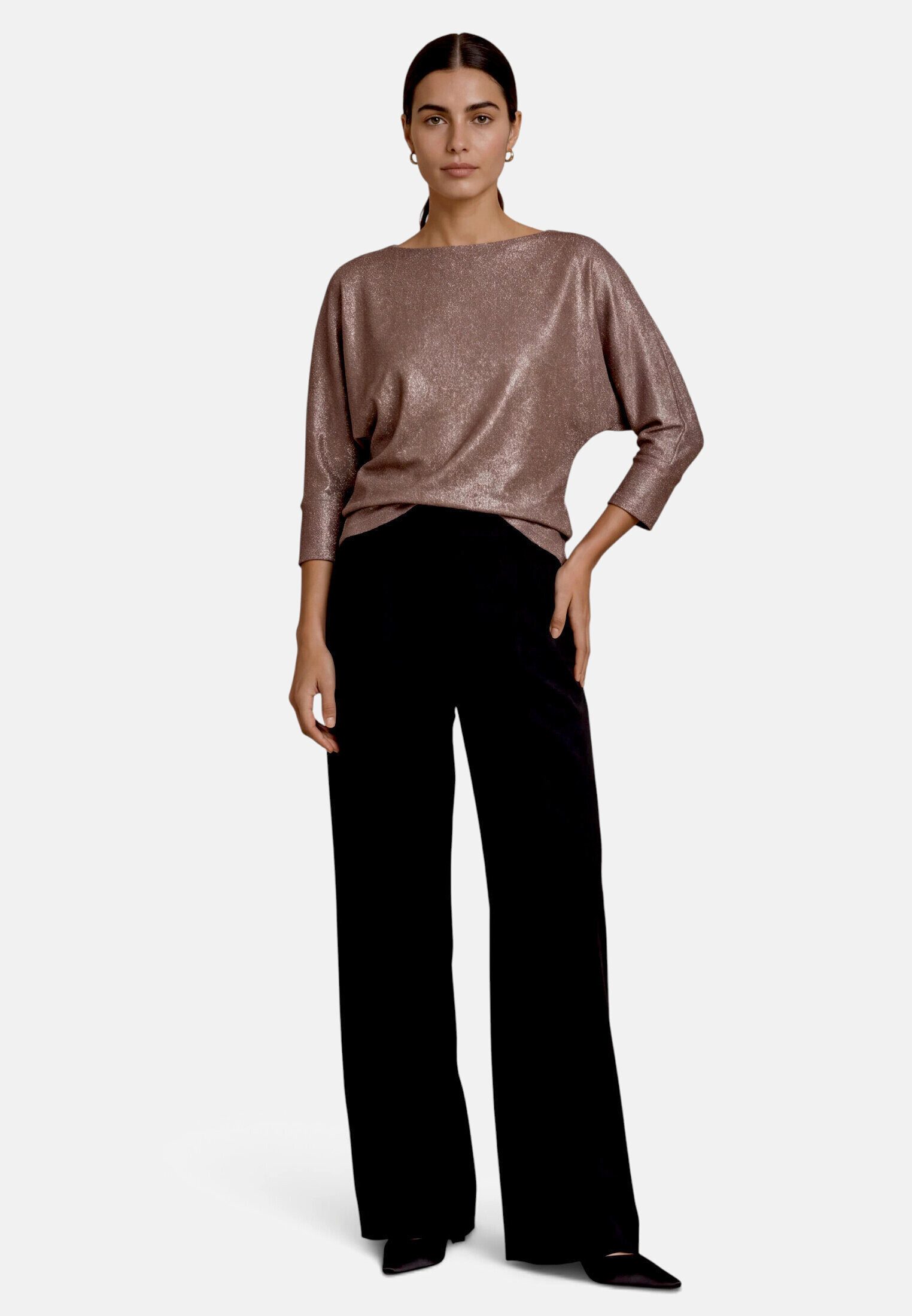 Zero Kurzarmshirt Damen im Glitzer-Look (1-tlg) Glitzer