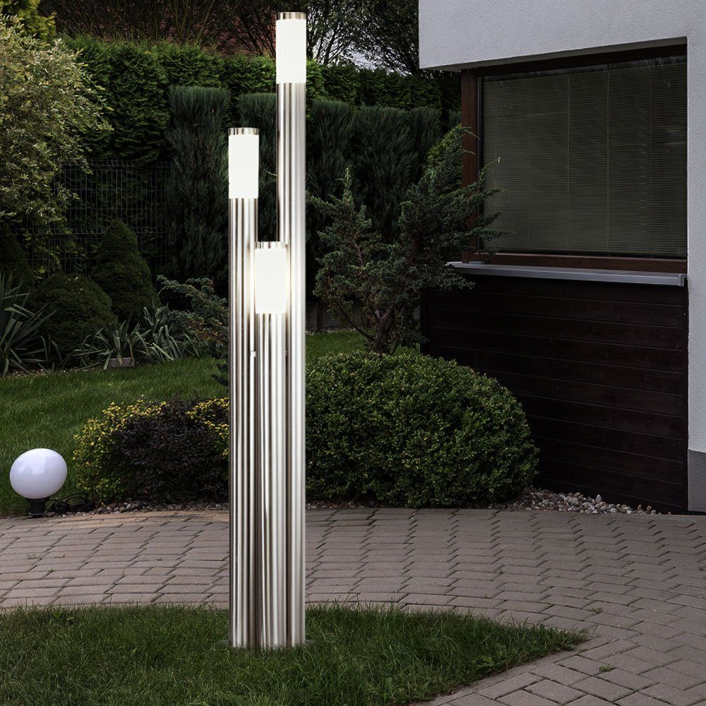 Gartenleuchte Außen-Stehlampe, Wegeleuchten Leuchtmittel inklusive, 170 cm nicht LED Außen Stehleuchte Edelstahl etc-shop
