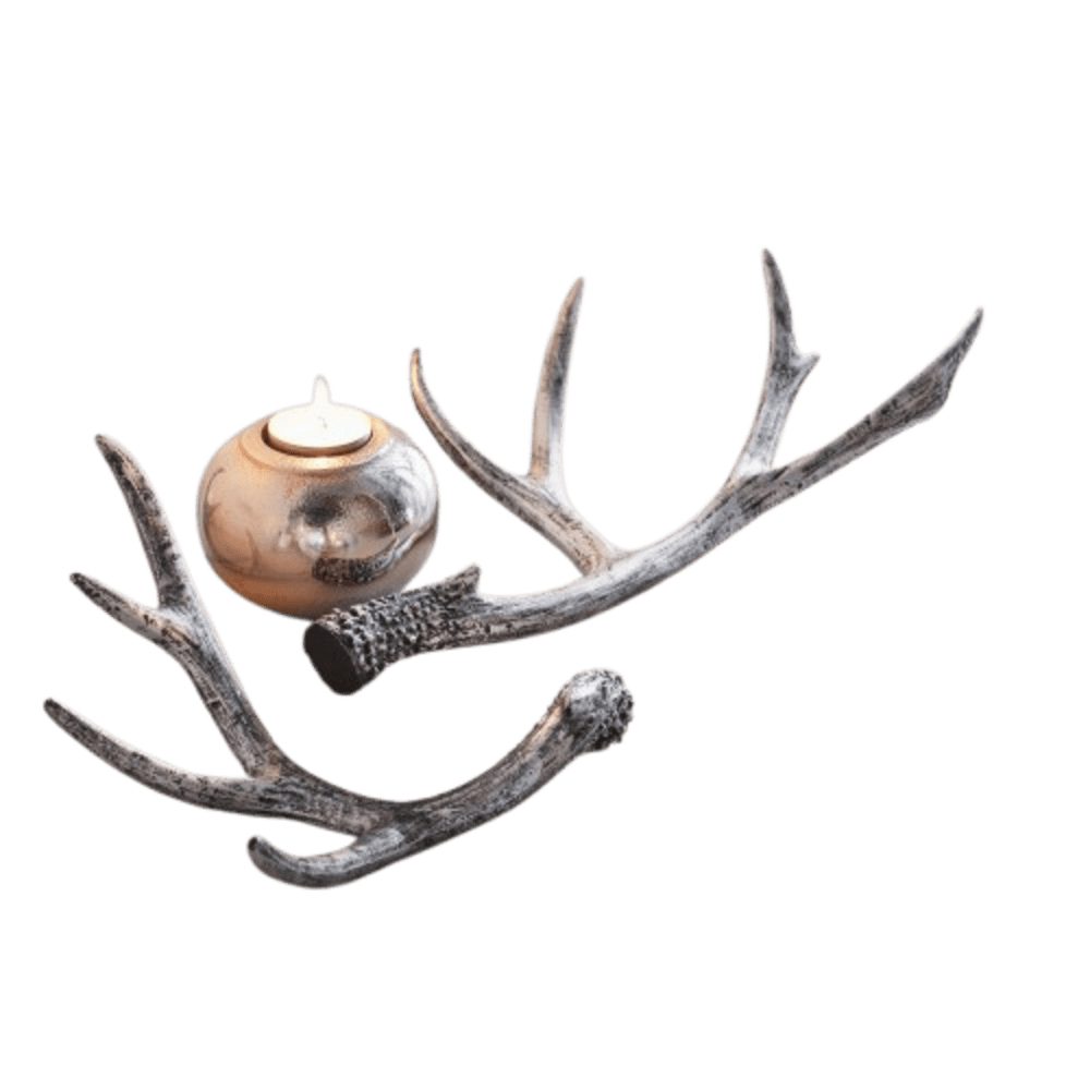 Home-trends24.de Dekofigur Geweih Silber Deko Objekt Tischdeko Hirschgeweih Hirsch 2er Set (2 St)