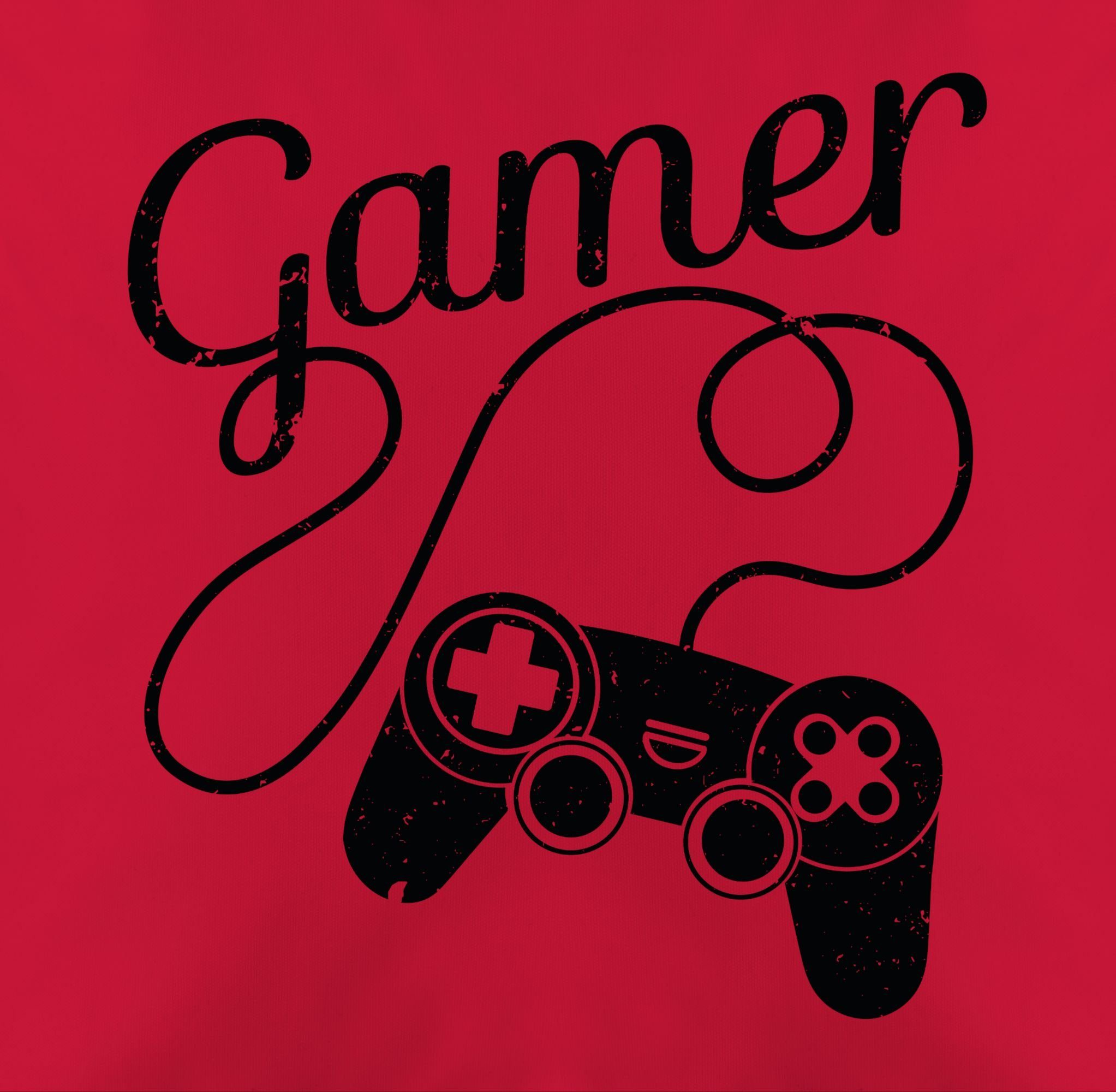 Controller Shirtracer mit Motiv 2 Gamer Gamer Statement Dekokissen - Geschenk, Rot