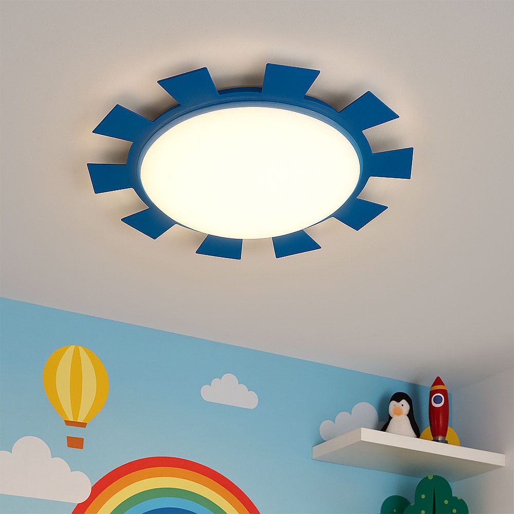 etc-shop Deckenleuchte, Leuchtmittel inklusive, Warmweiß, Farbwechsel, Kinderleuchte Deckenleuchte Wandlampe RGB LED Fernbedienung blau weiß