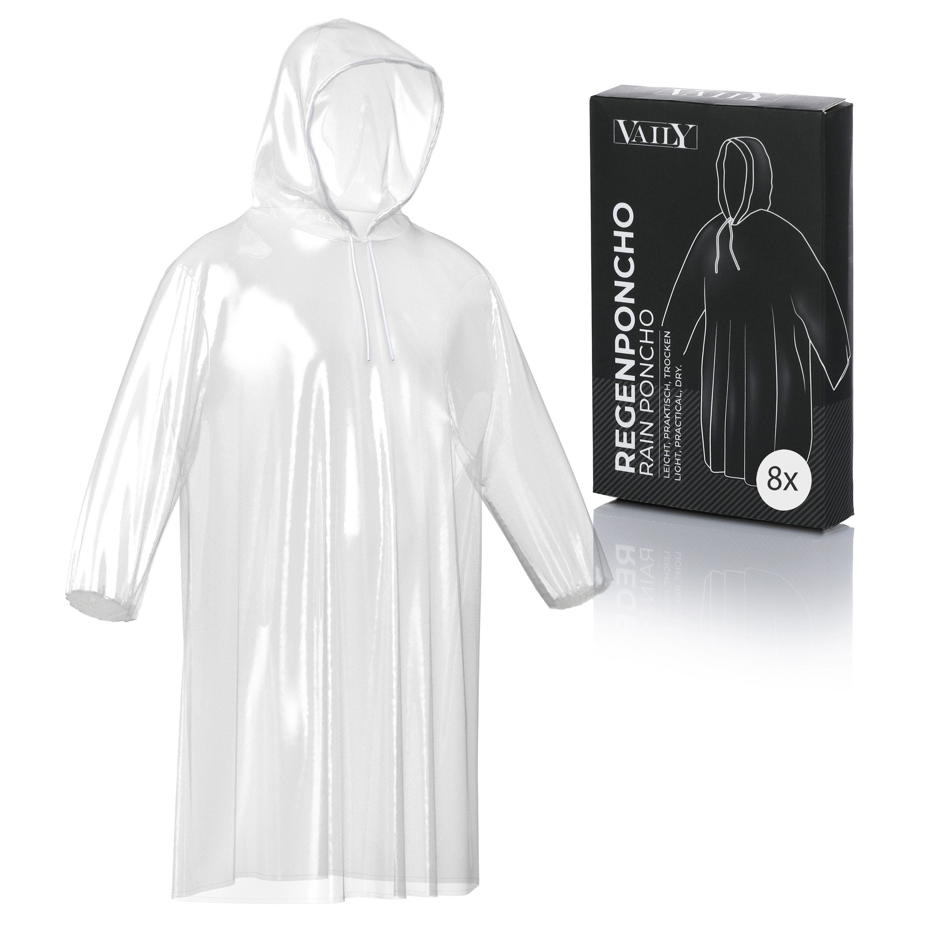 Vaily Regenponcho Einweg-Regenjacke 8er Pack Transparentes günstig online kaufen