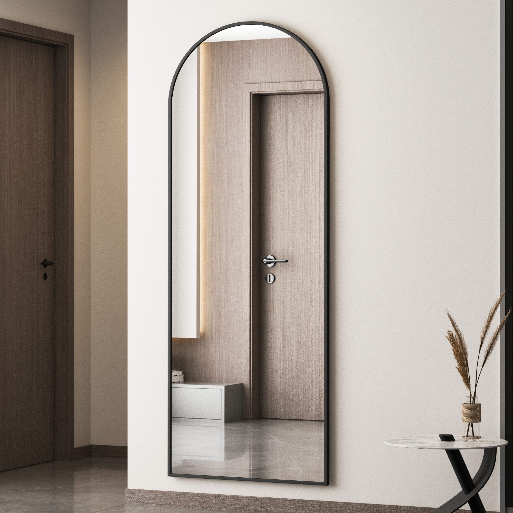 Boromal Ganzkörperspiegel 180x80cm Bodenspiegel Halbrund Wandspiegel groß 1 günstig online kaufen