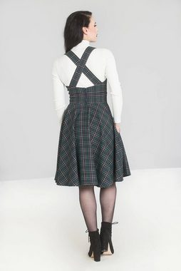 Hell Bunny A-Linien-Kleid Peebles Pinafore Dress Tartan Grün Retro Vintage Schürzenkleid Latzrock