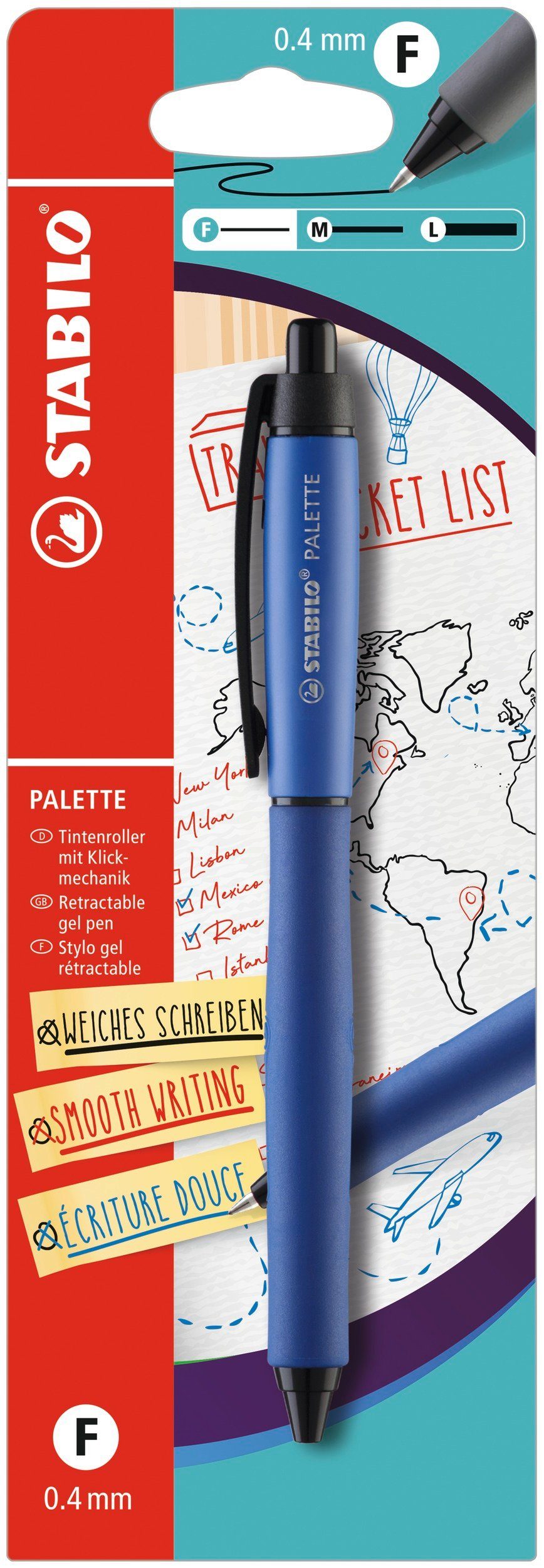 STABILO Tintenroller STABILO Tintenroller mit Druckmechanik blau Strichbreite F (0,4 mm)