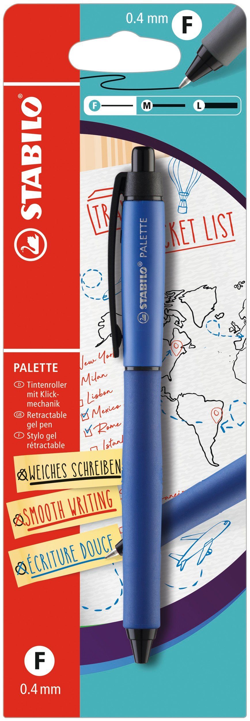Tintenroller STABILO Tintenroller mit Druckmechanik blau Strichbreite F (0,4 mm)