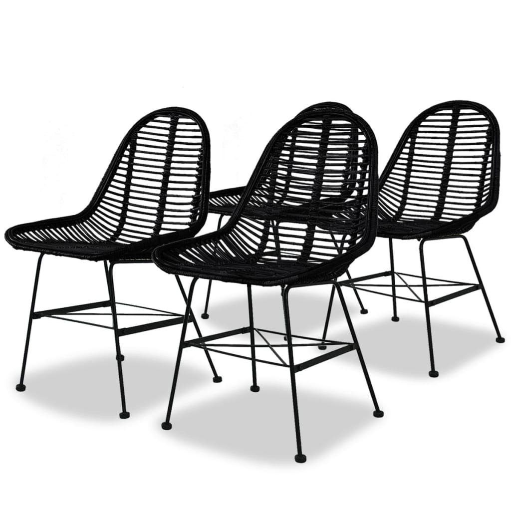 vidaXL Esszimmerstuhl Esszimmerstühle 4 Stk. Natur Rattan Schwarz (4 St)
